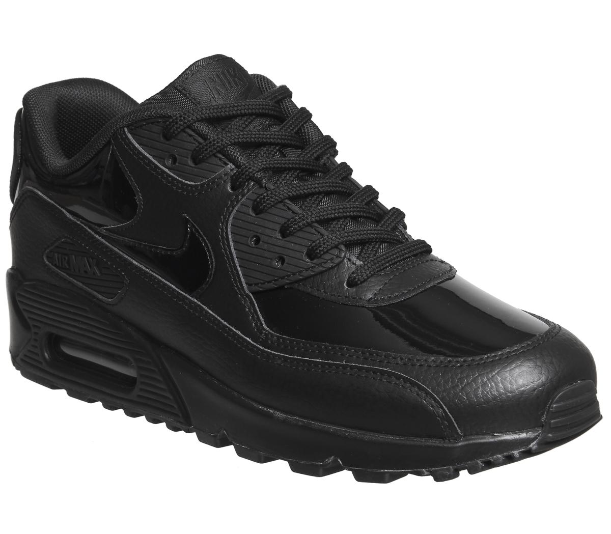 Nike Air Max 90 Trainers Black Patent 