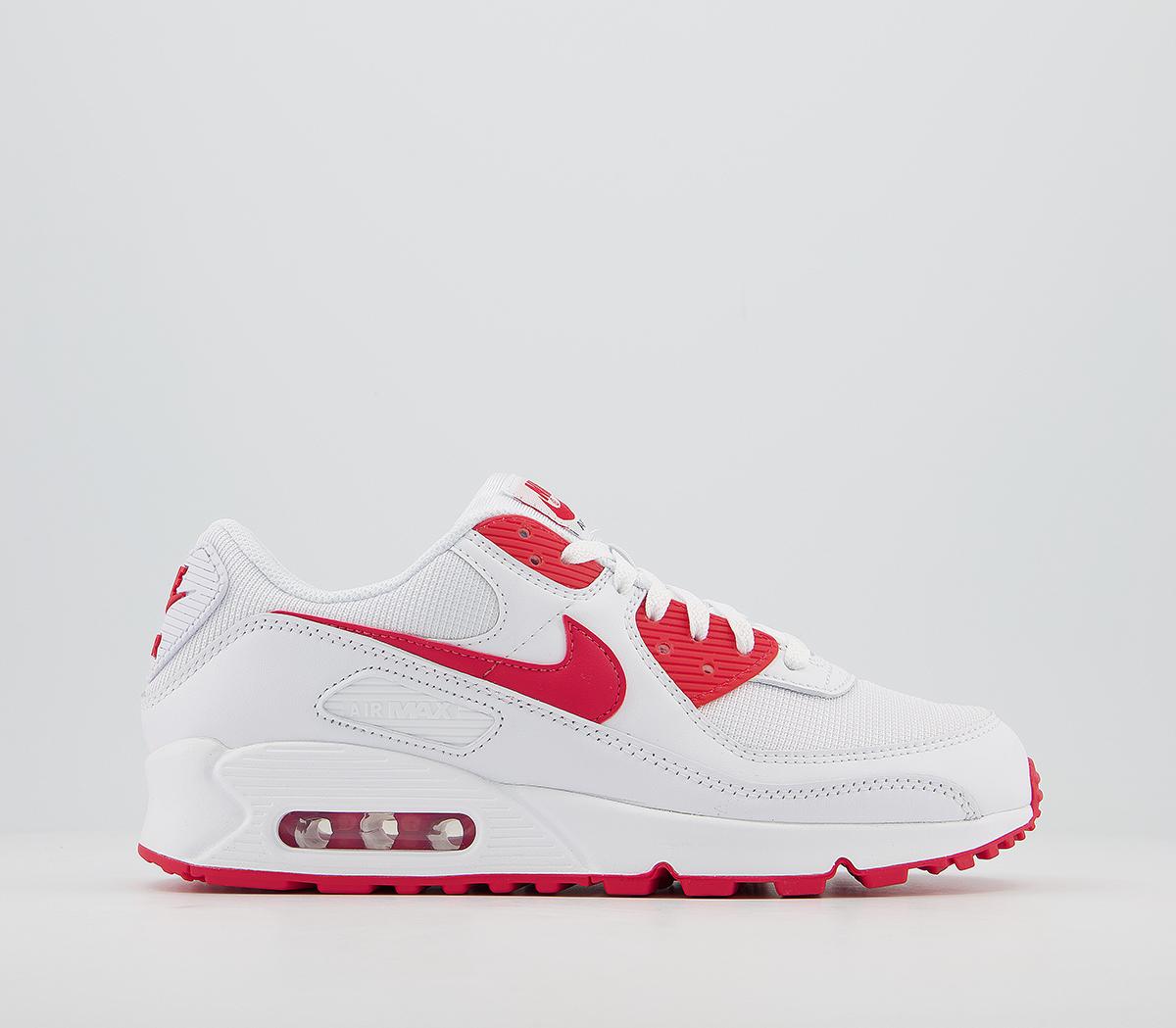 Nike Air Max 90 Trainers White Hyper Red Black His Trainers