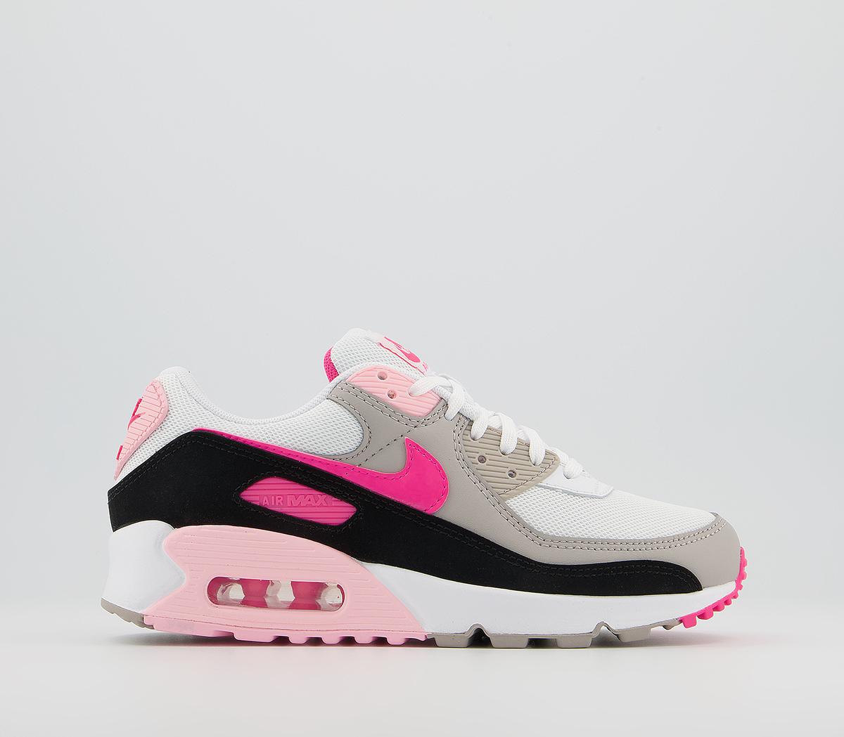 white/pink air max 90 junior trainers