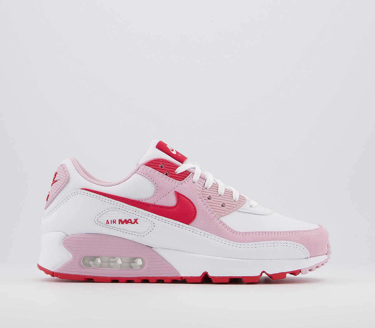 nike air max 90 white and pink trainers