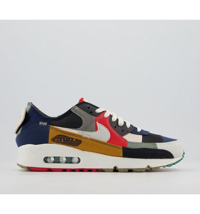 Nike Air Max 90 Trainers COLLEGE NAVY LIGHT BONE SAIL CHILE RED,Blue,Black