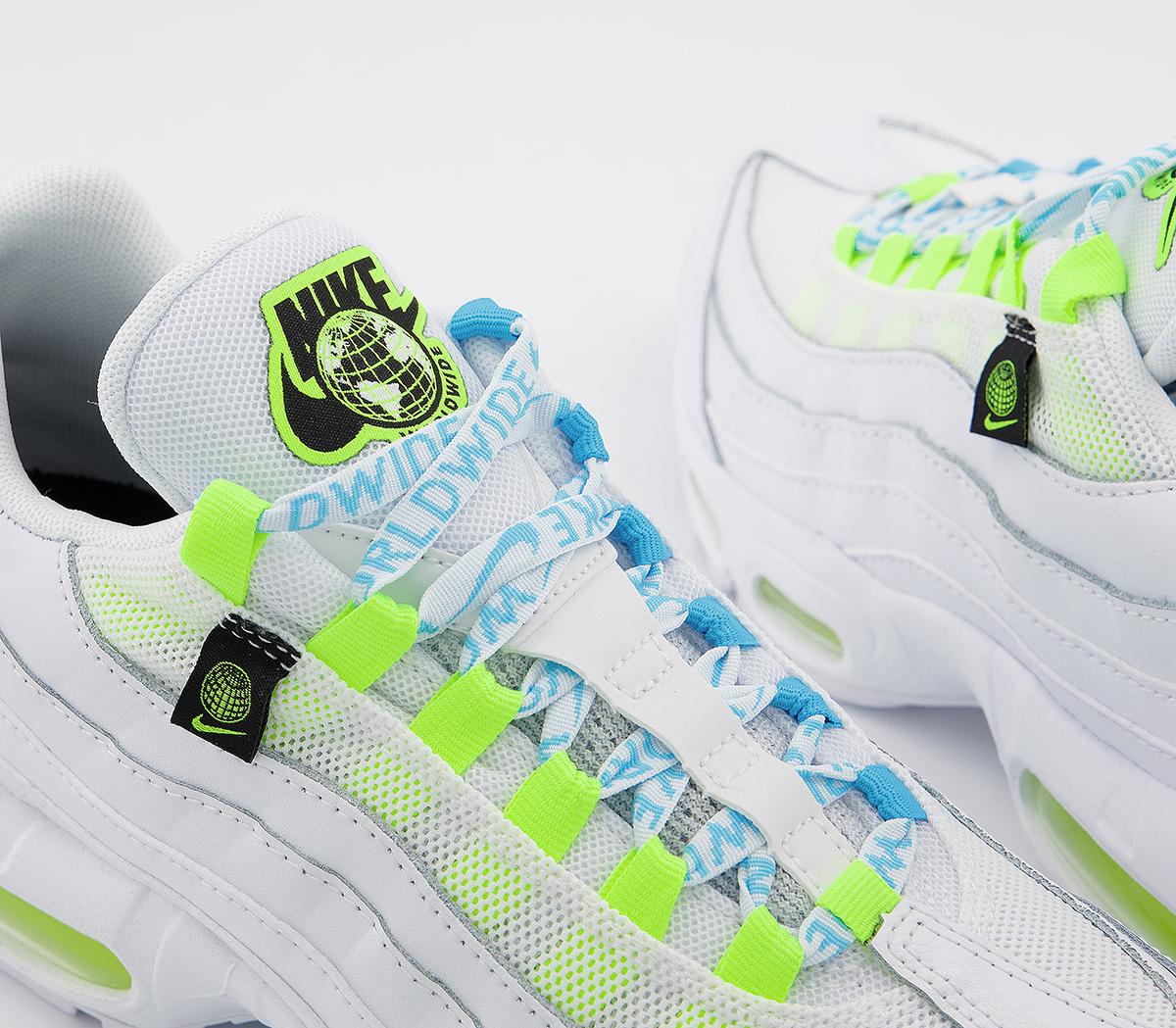 air max 95 trainers white blue fury volt black