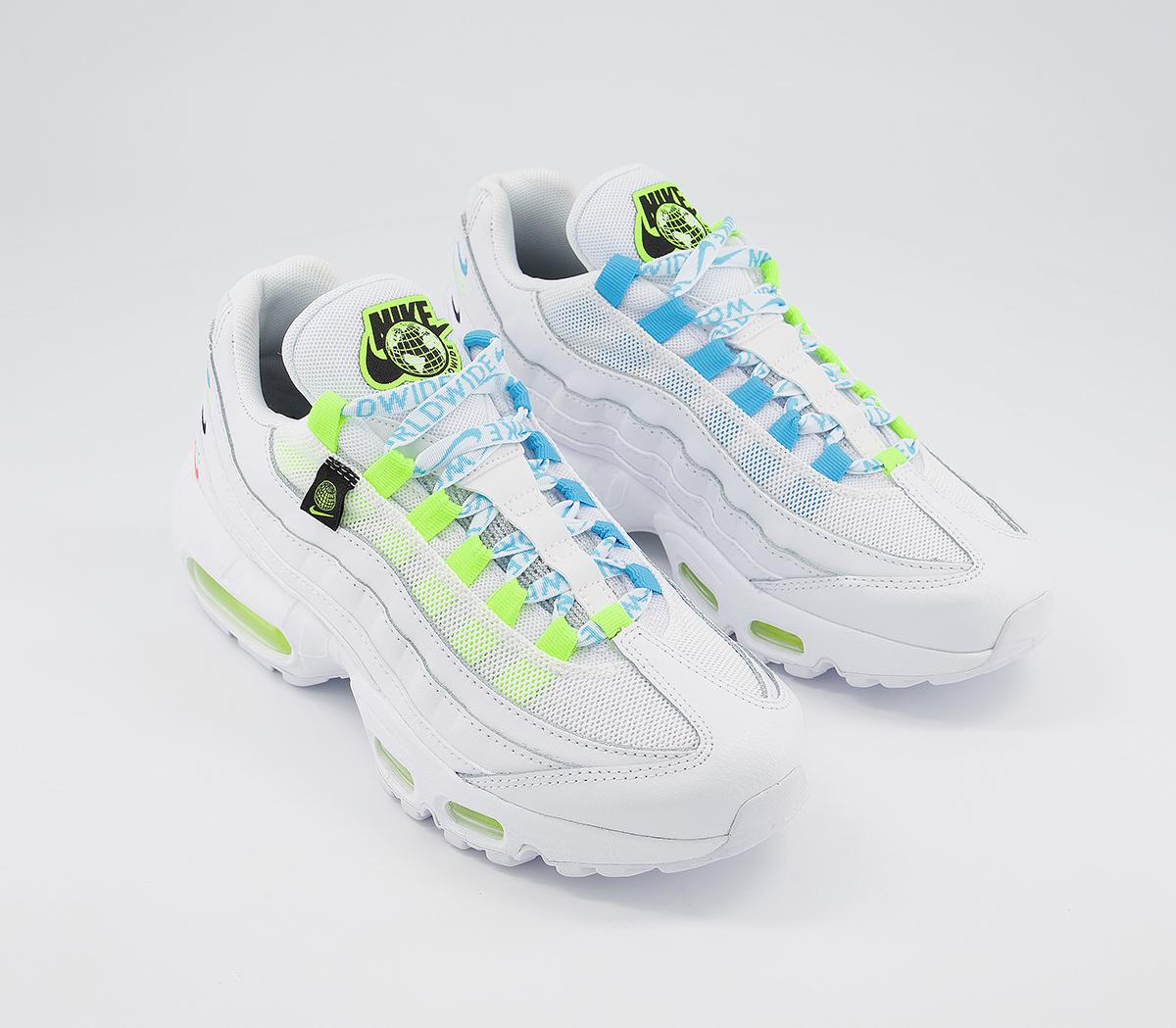 air max 95 trainers white blue fury volt black