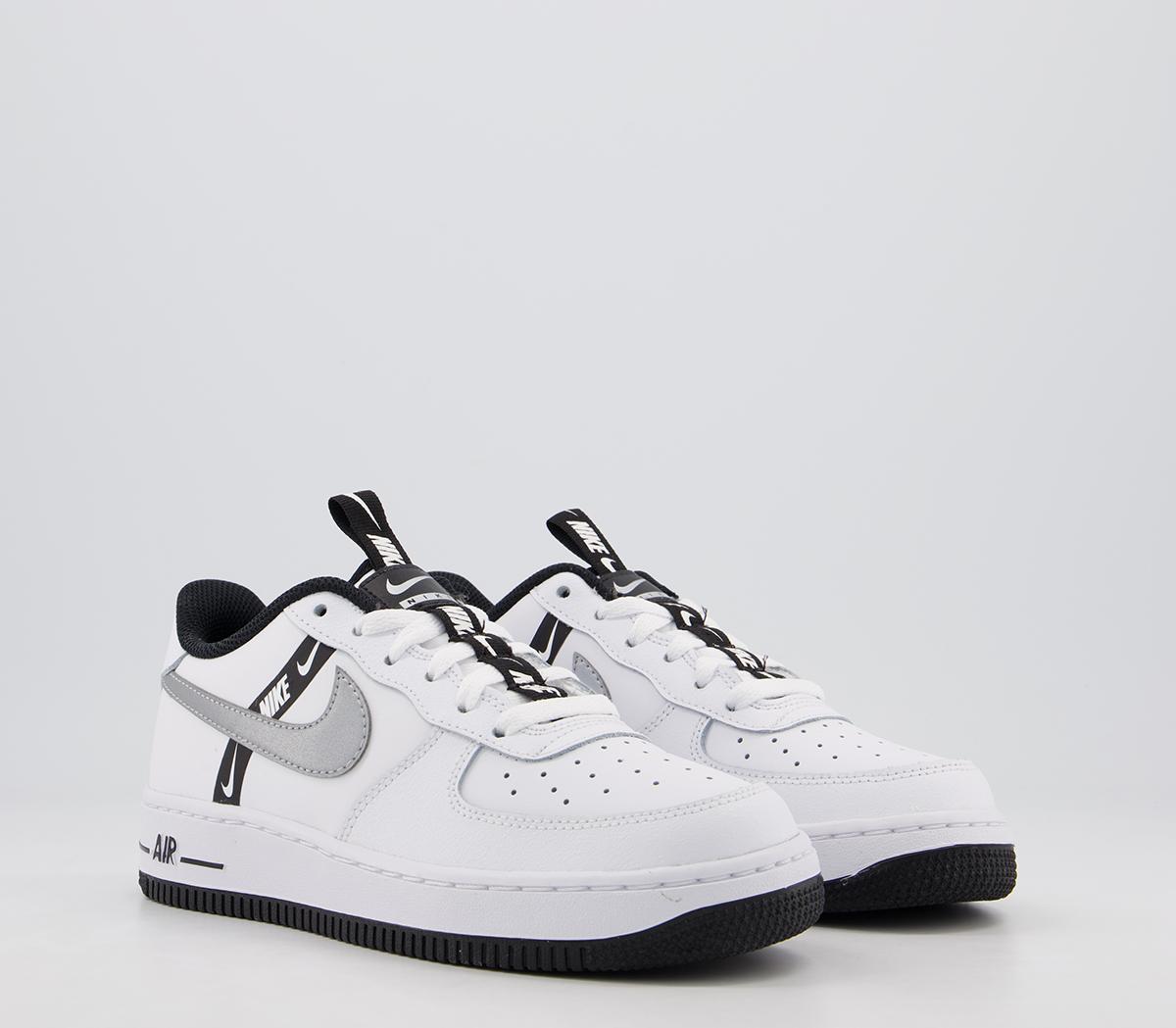 Nike Af1 Boys White Black Silver - Hers trainers