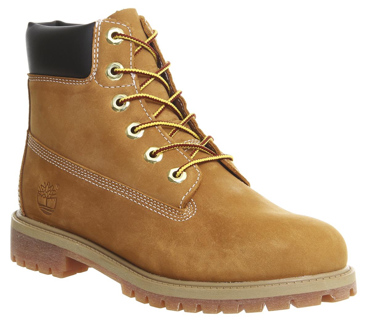 Timberland Juniors 6 Inch Premium Waterproof Boots Wheat Nubuck - Ankle ...