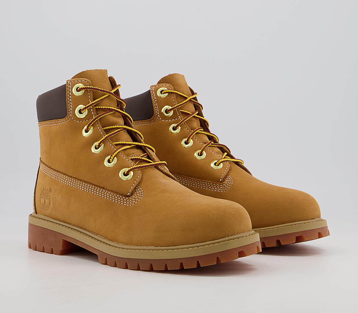 Timberland Juniors 6 Inch Premium Waterproof Boots Wheat Nubuck - Ankle ...