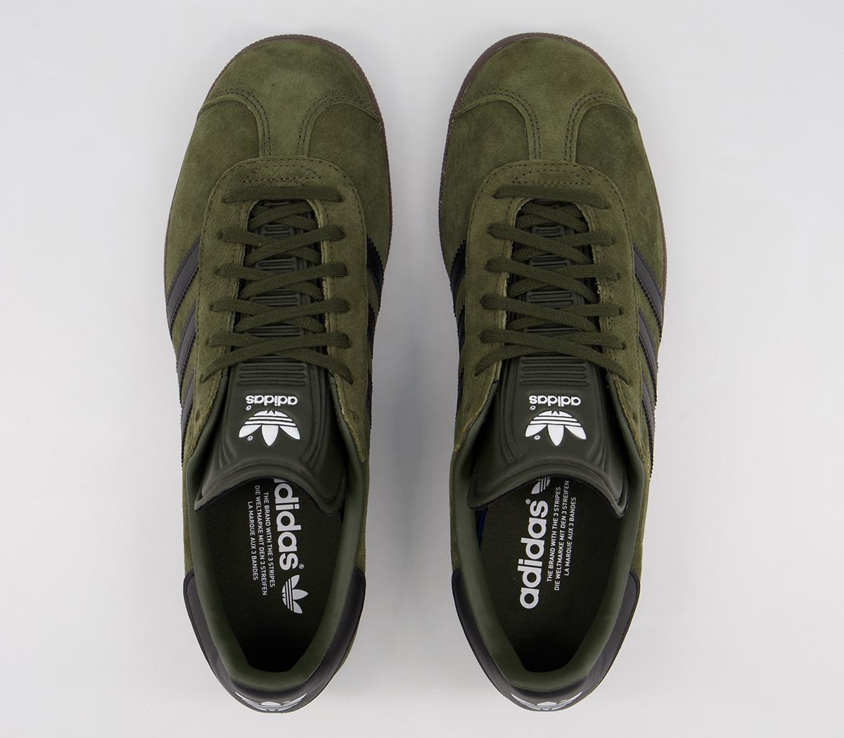 adidas gazelle night cargo black gum