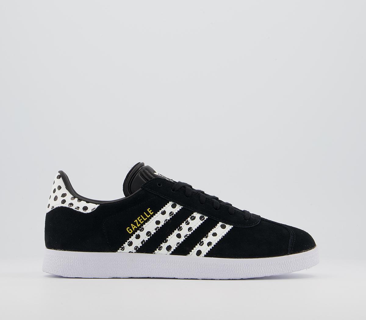 black adidas trainers with white stripes