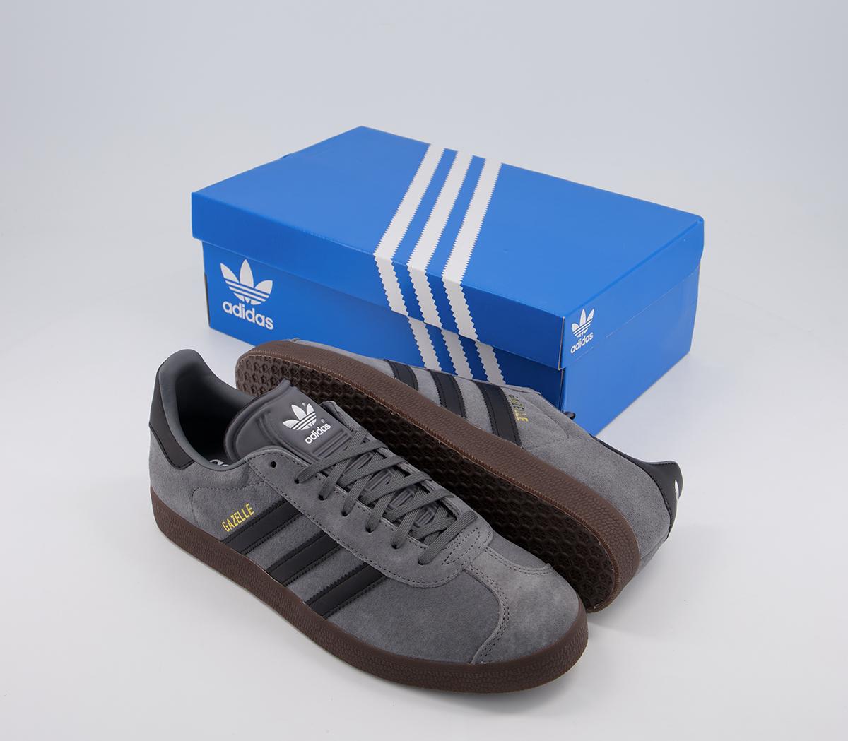 adidas Gazelle Trainers Grey Black Gum - Unisex Sports