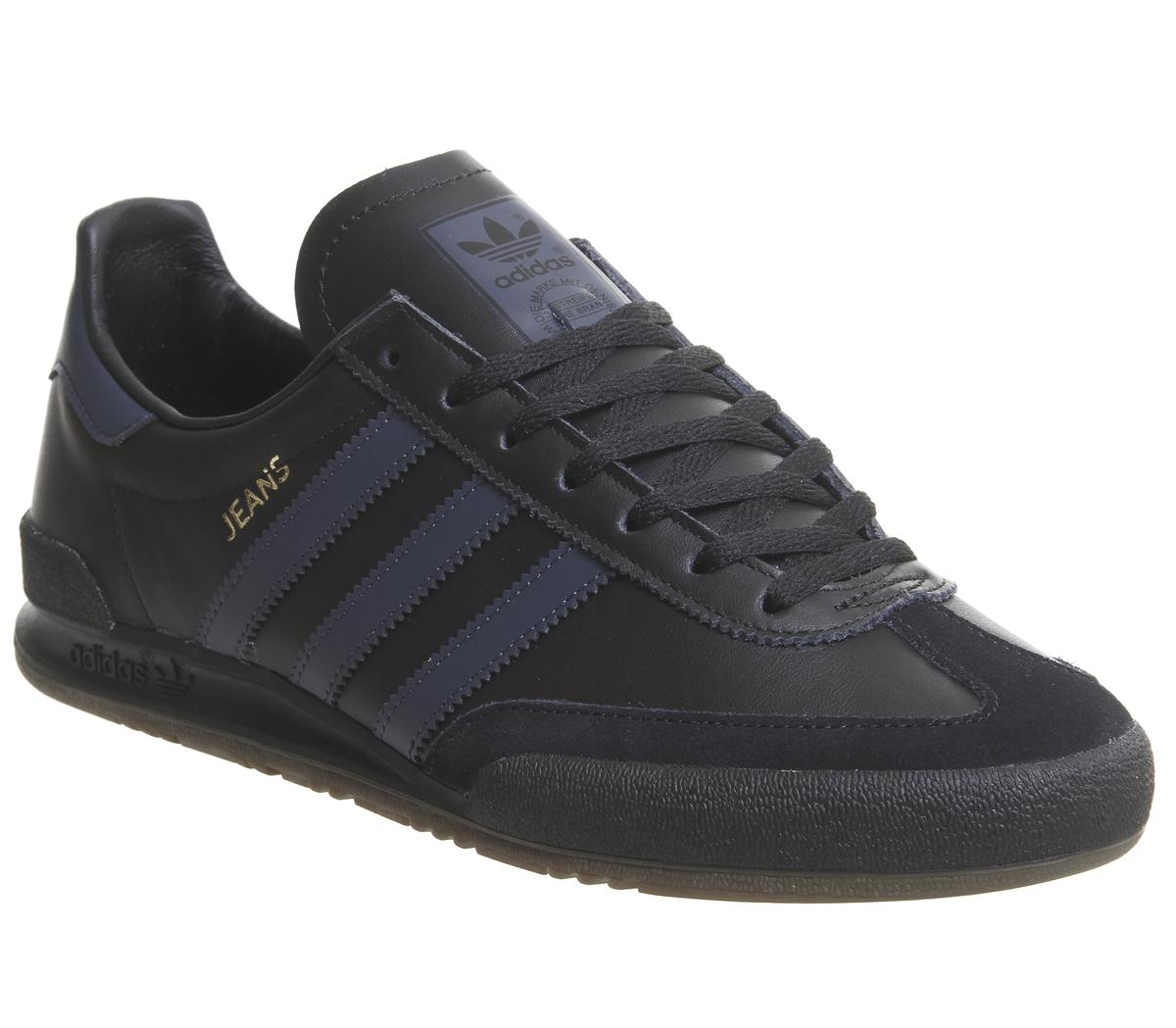adidas black and blue jeans trainers
