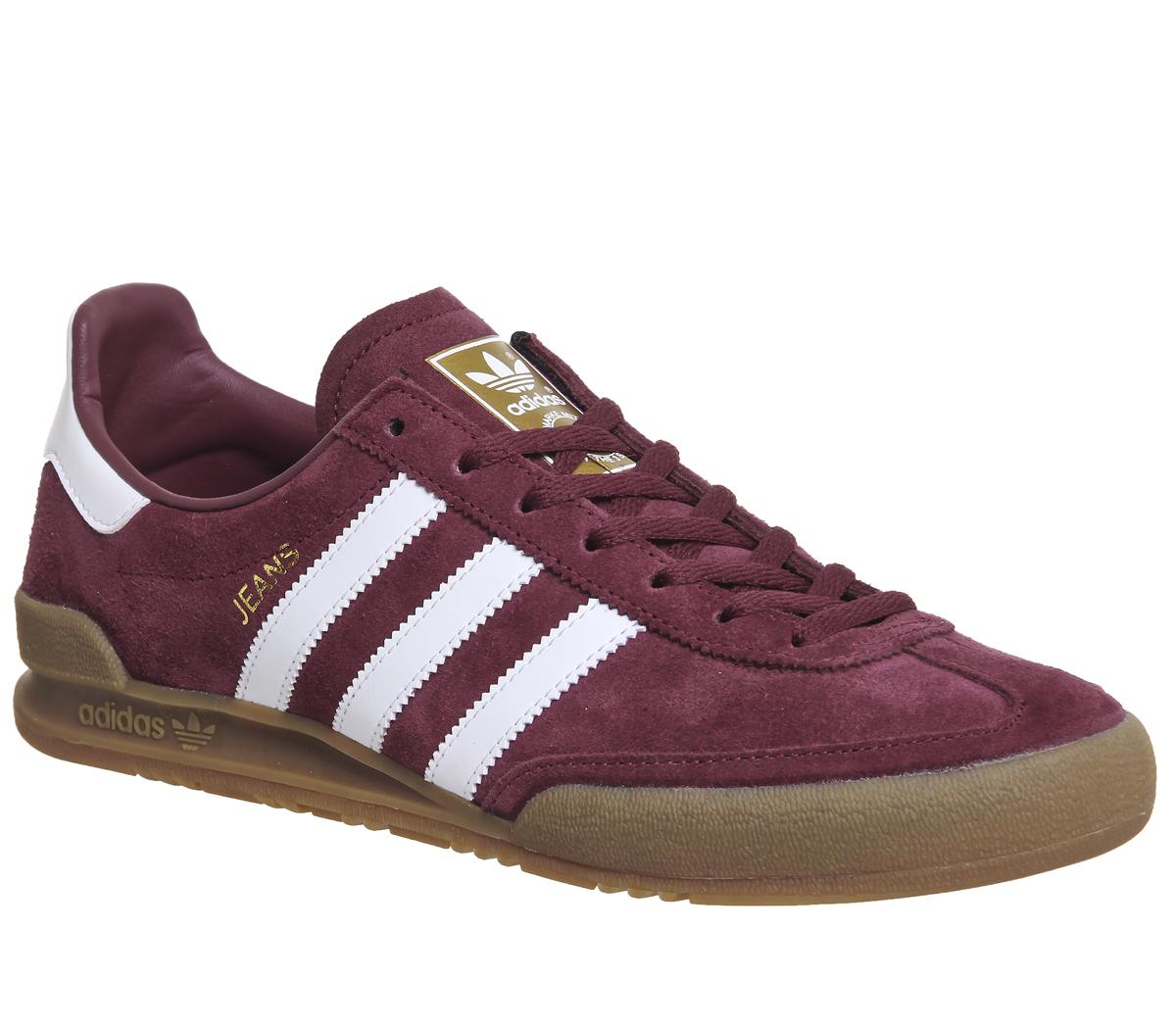 adidas Jeans Trainers Maroon White 