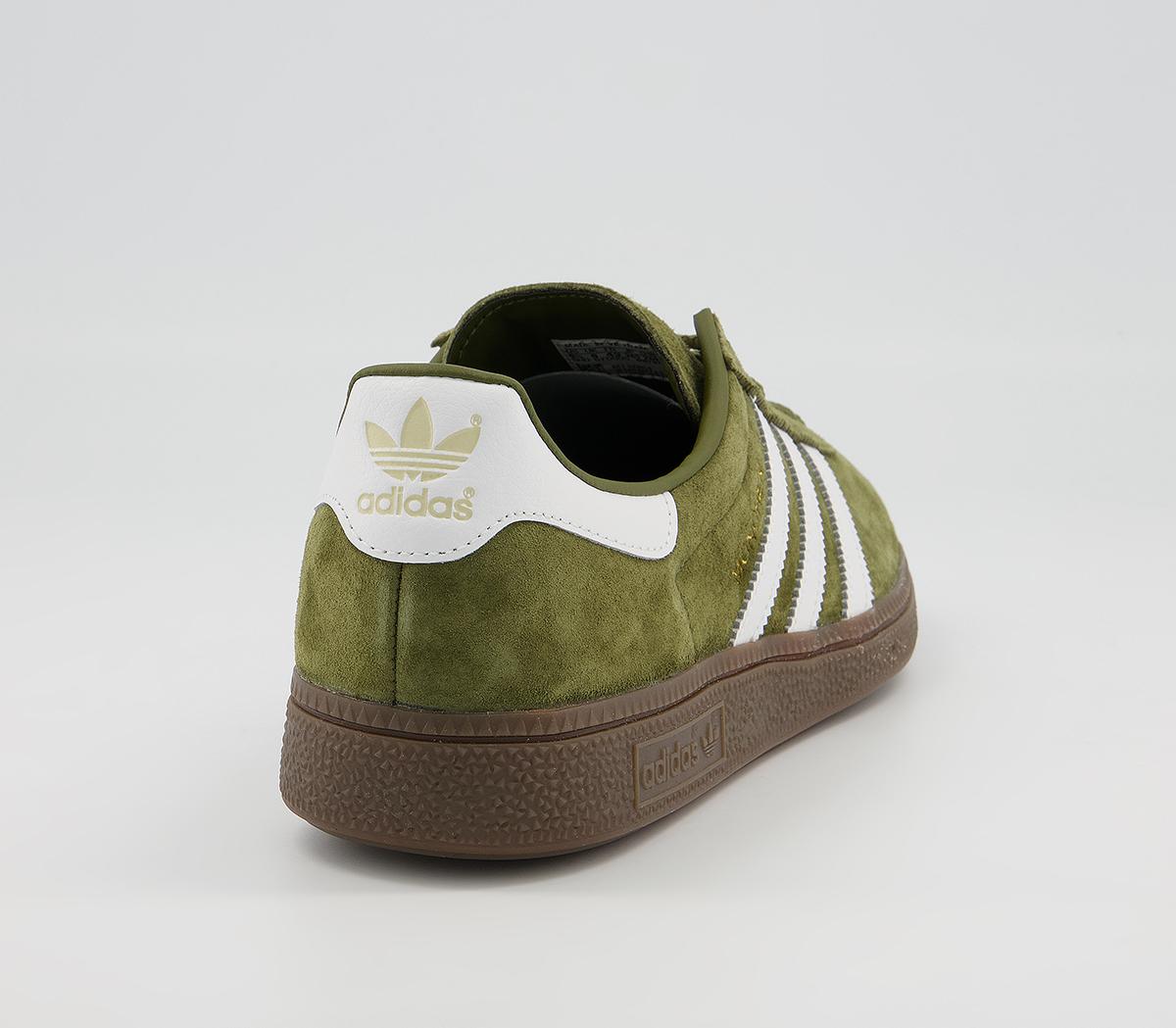 adidas Munchen Trainers Olive White Gum - His trainers