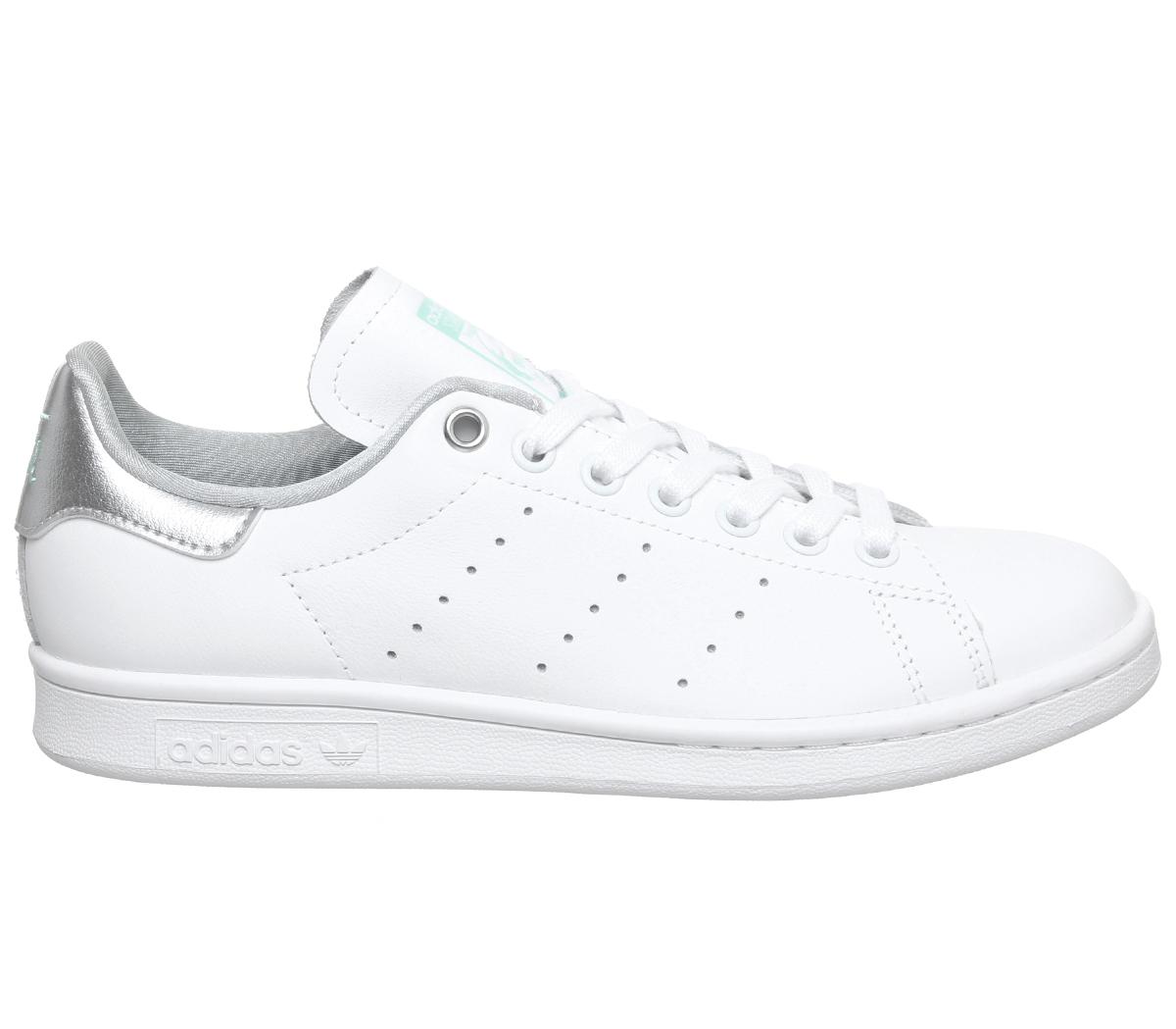 stan smith white silver metallic