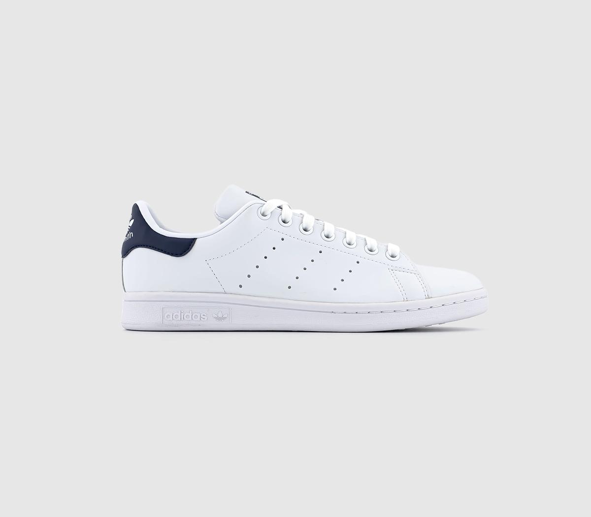 adidas originals stan smith white and navy trainers