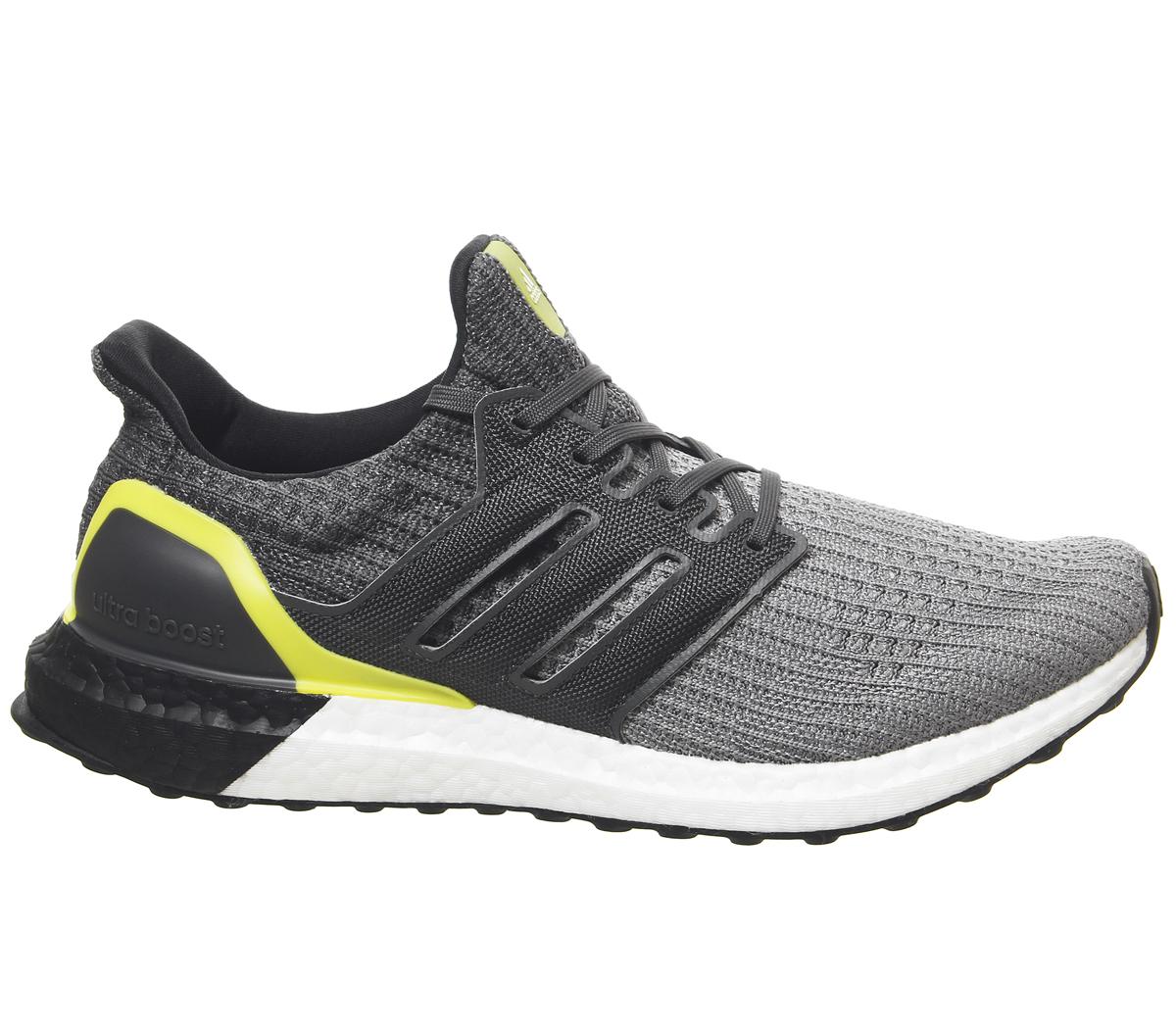 adidas Ultraboost Ultra Boost Trainers Grey Black Yellow ...