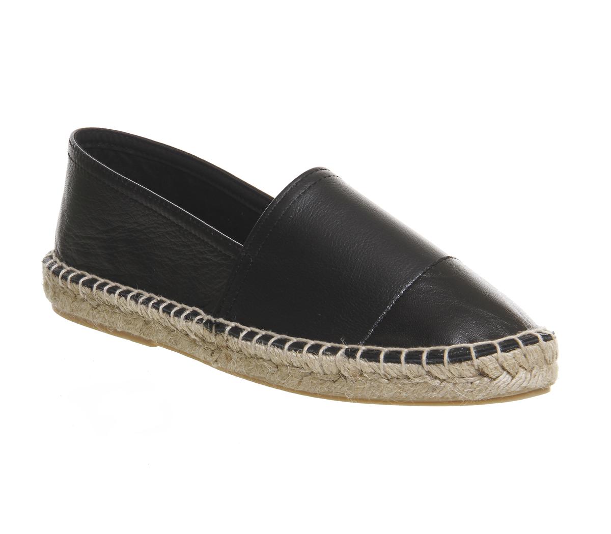 Office Lucky Espadrilles Black Leather 