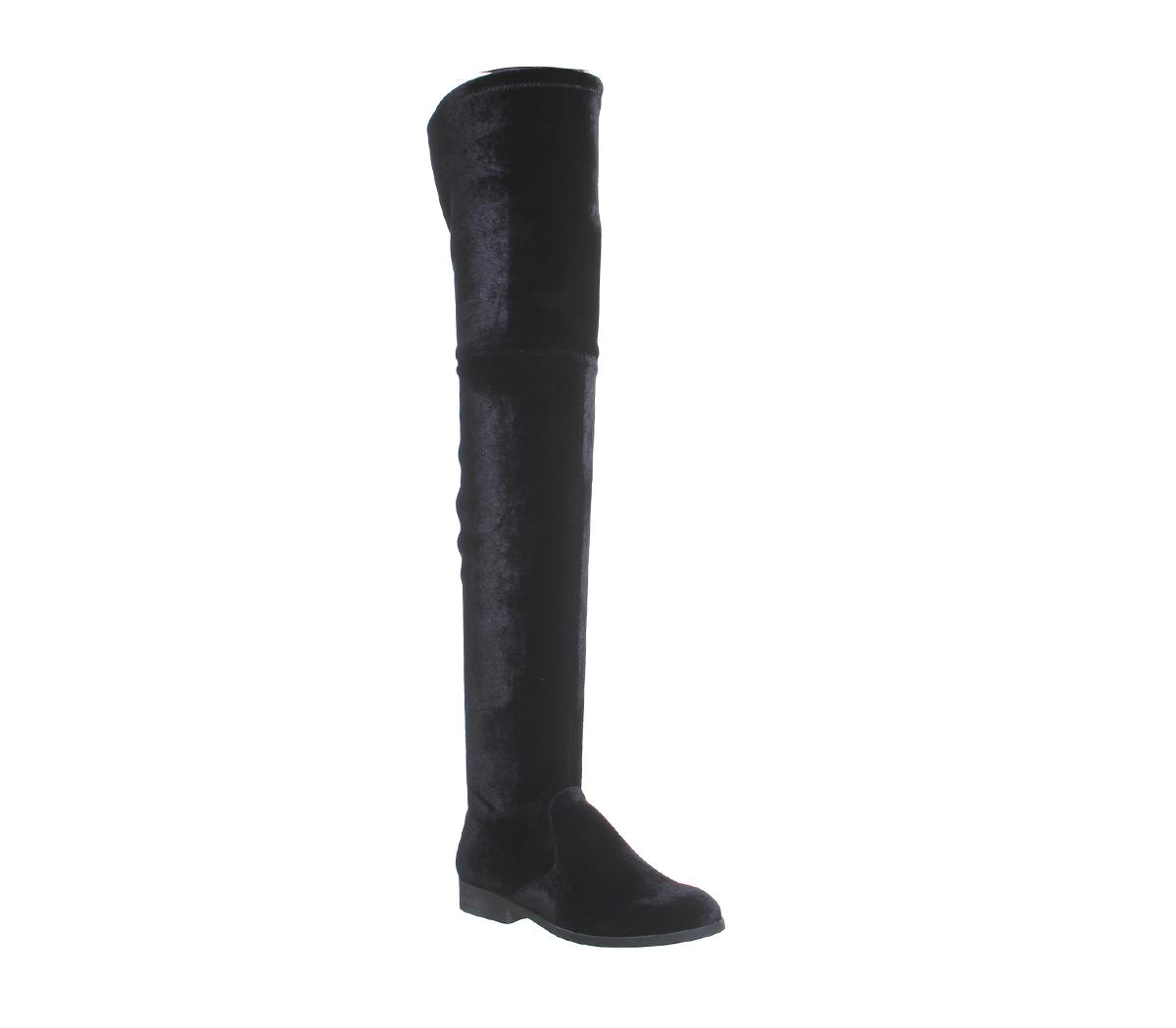 black velvet knee high boots