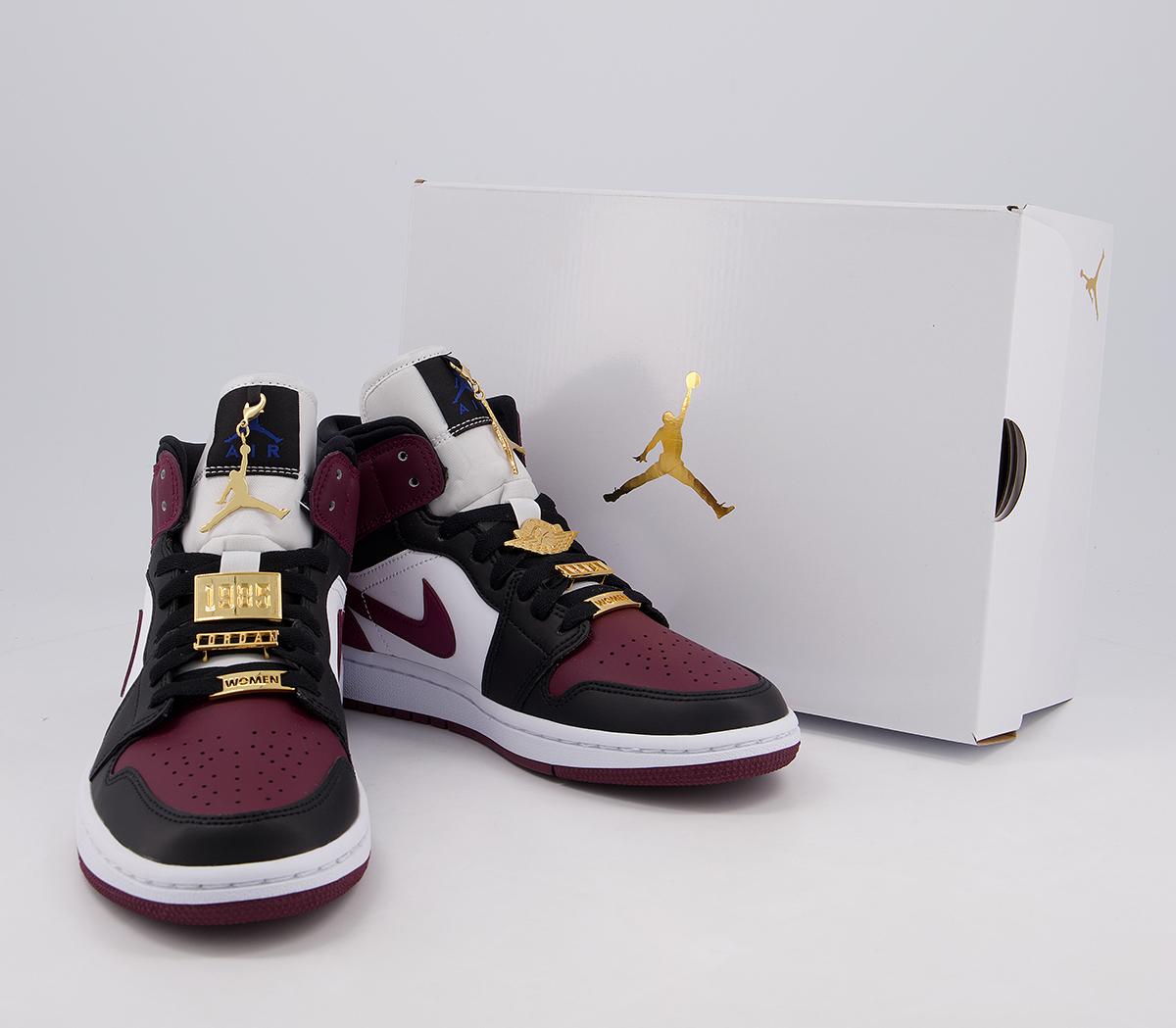 Jordan Air Jordan 1 Mid Black Dark Beetroot White Hyper Royal - His ...