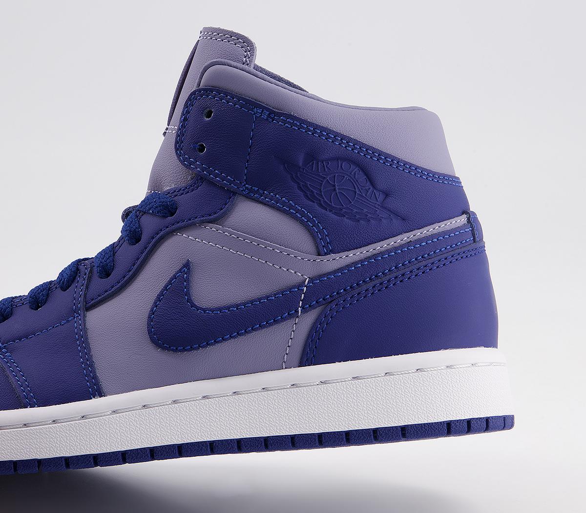 Jordan Air Jordan 1 Mid Trainers Iron Purple Deep Royal Blue Hers