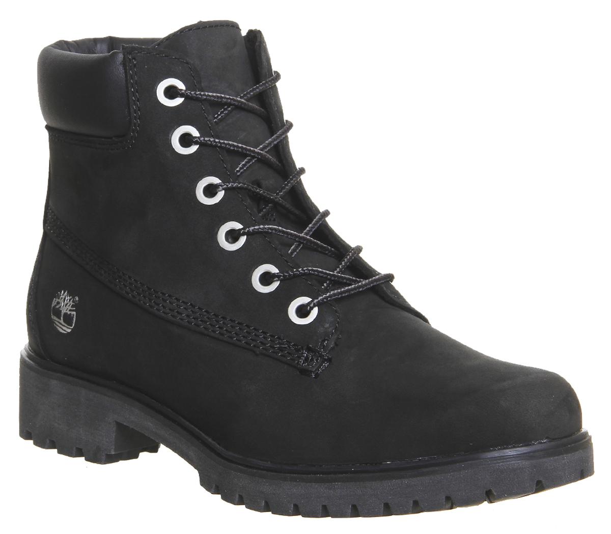 Timberland Slim Premium 6 Inch Boots Black Nubuck - Hers Exclusives