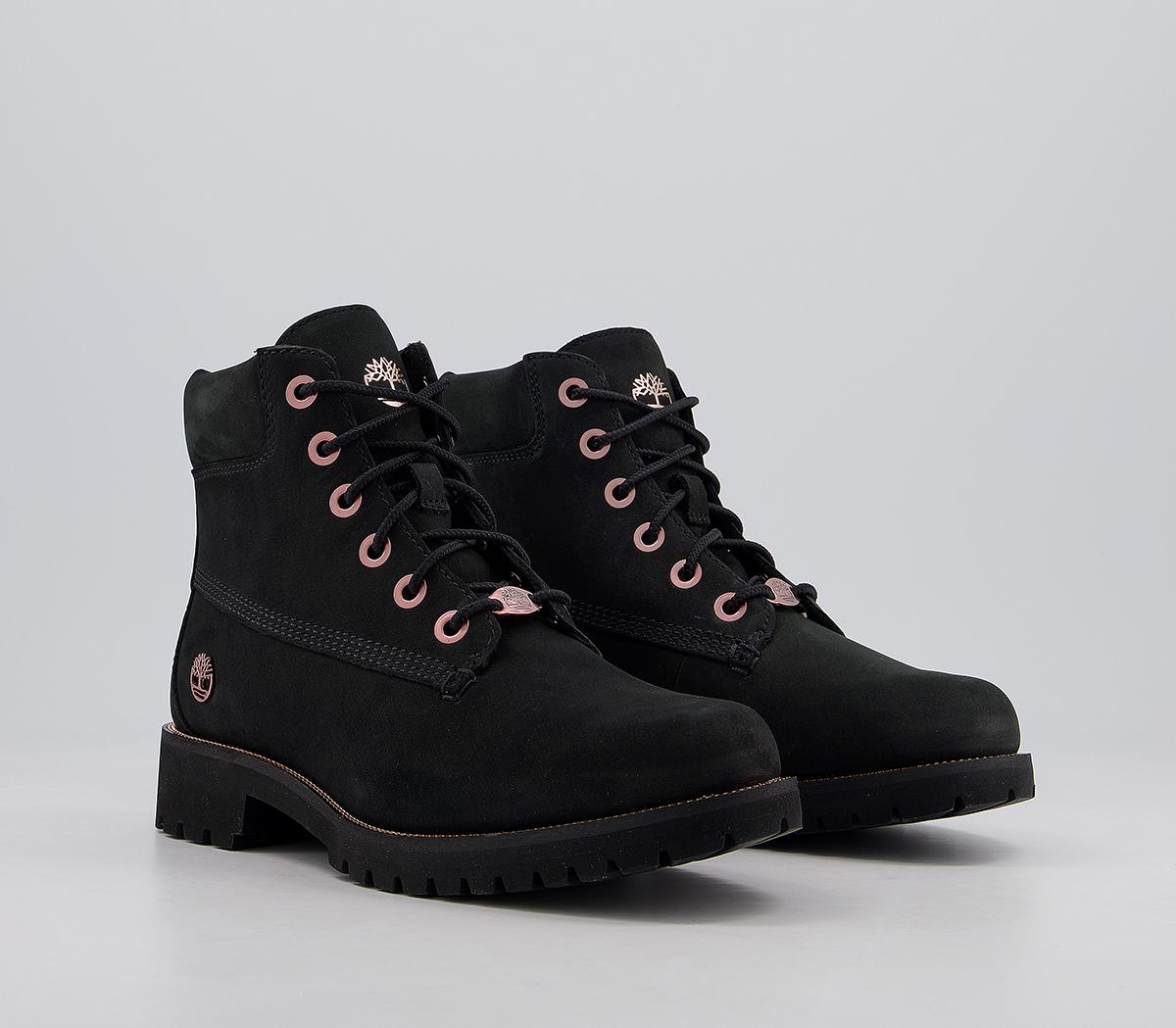 Timberland Slim Premium 6 Inch Boots Black Rose Gold Chain ...