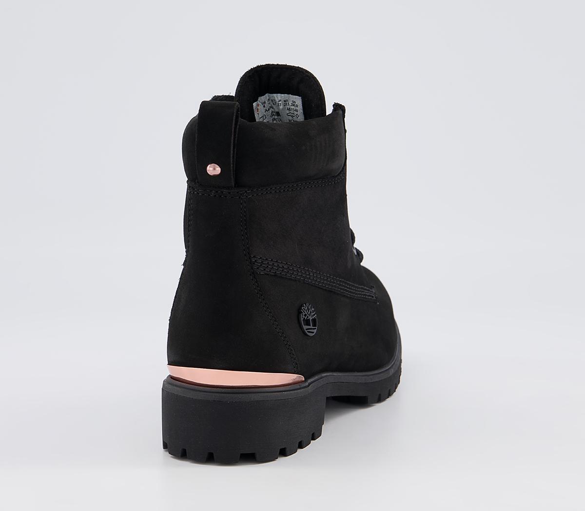 slim premium 6 inch boots black rose gold