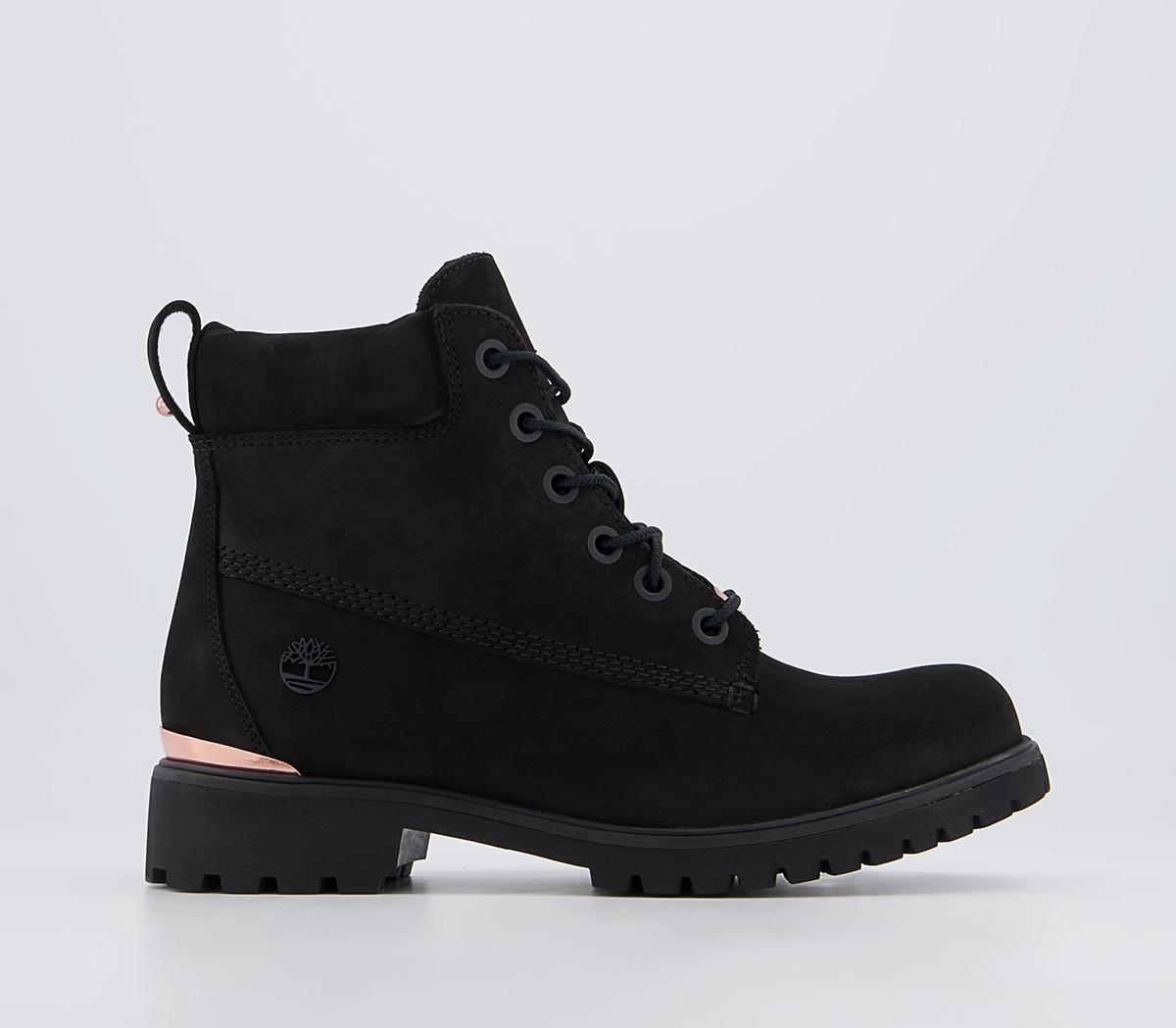 slim premium 6 inch boots black rose gold