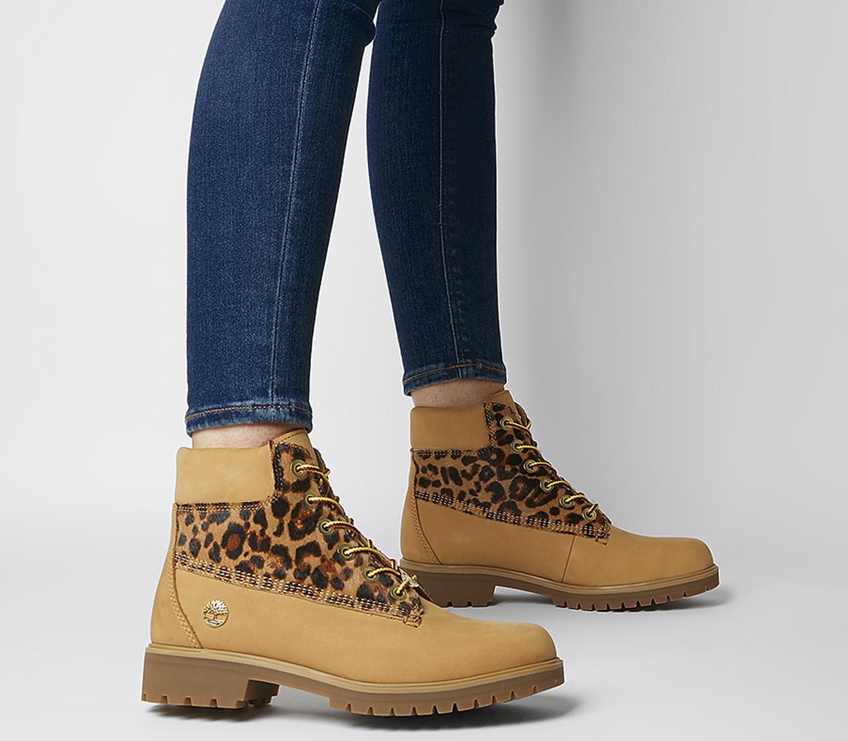Timberland Slim Premium 6 Inch Boots Wheat Leopard - Ankle Boots slim premium 6 inch boots tawny rose gold chain