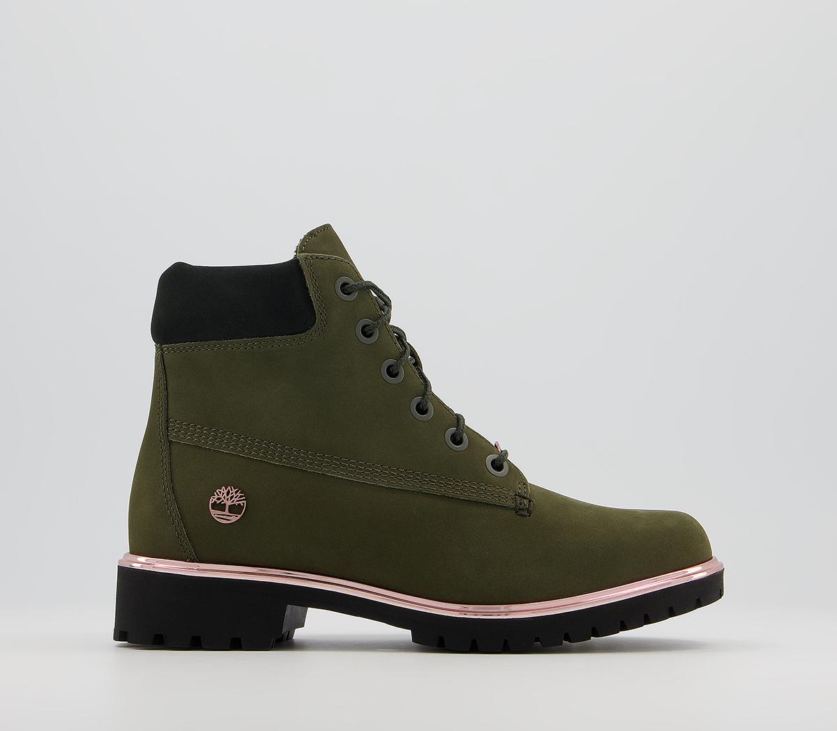 timberland slim premium 6 inch boots black rose gold rand