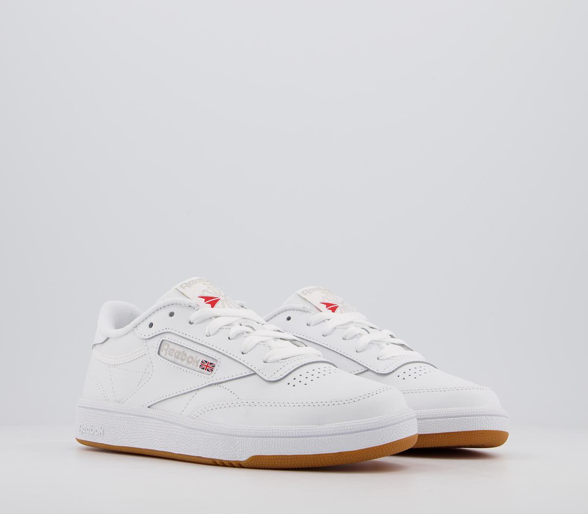 reebok club c trainers in tan with gum sole
