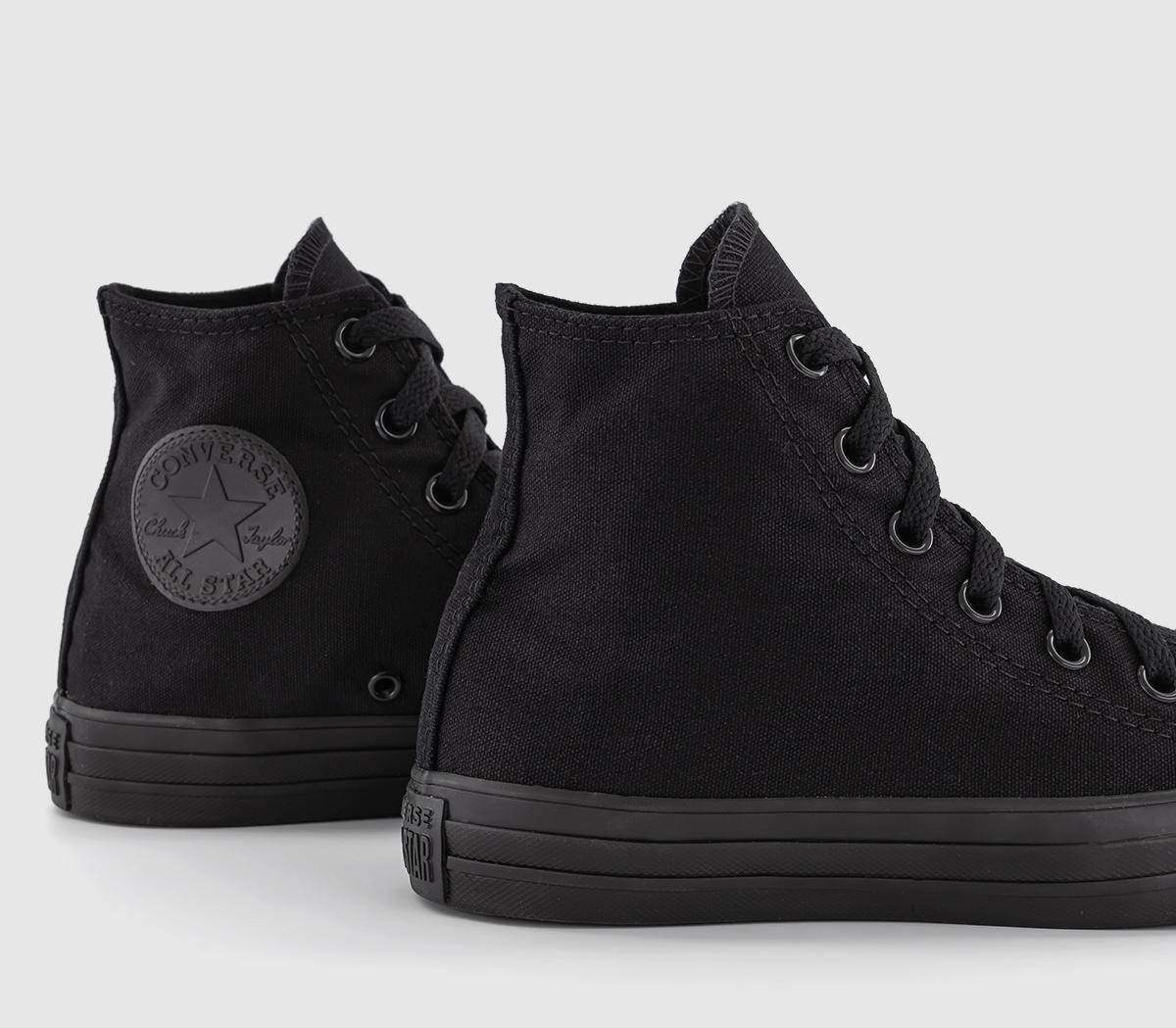 Converse All Star Hi Trainers Black Mono Canvas - Unisex Sports