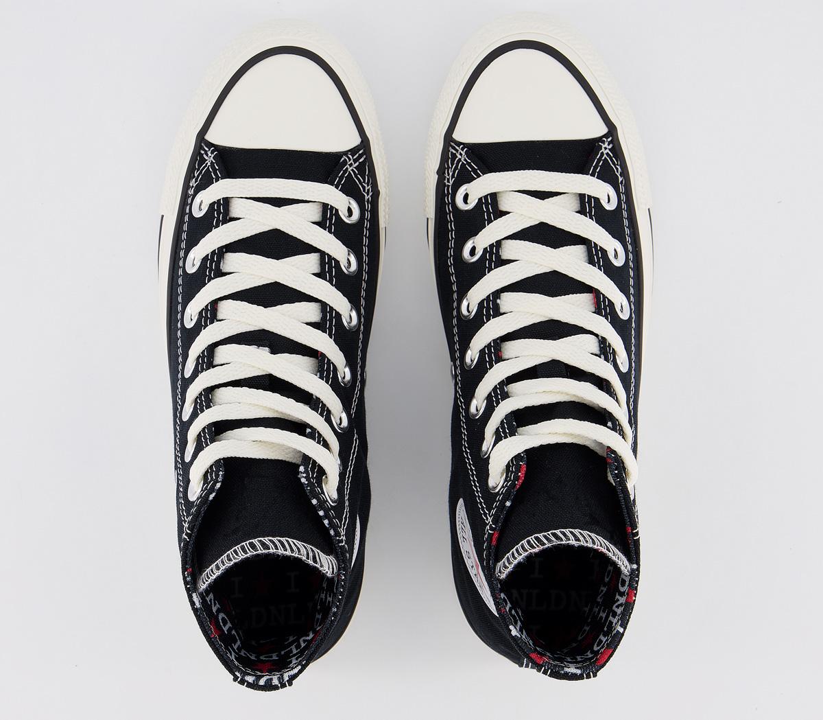 Converse Converse All Star Hi Trainers Black White Enamel Red I Star