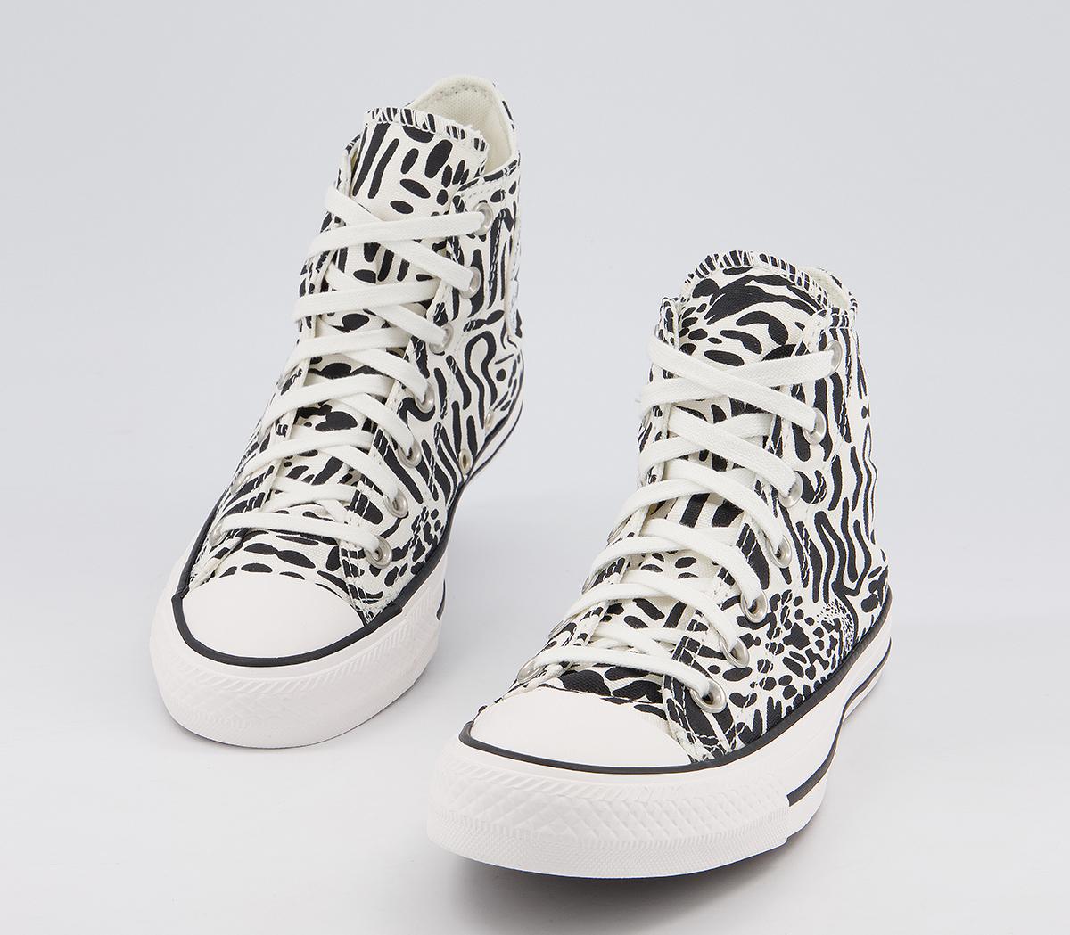 Converse All Star Hi Trainers Egret Black Egret Animal - Hers trainers