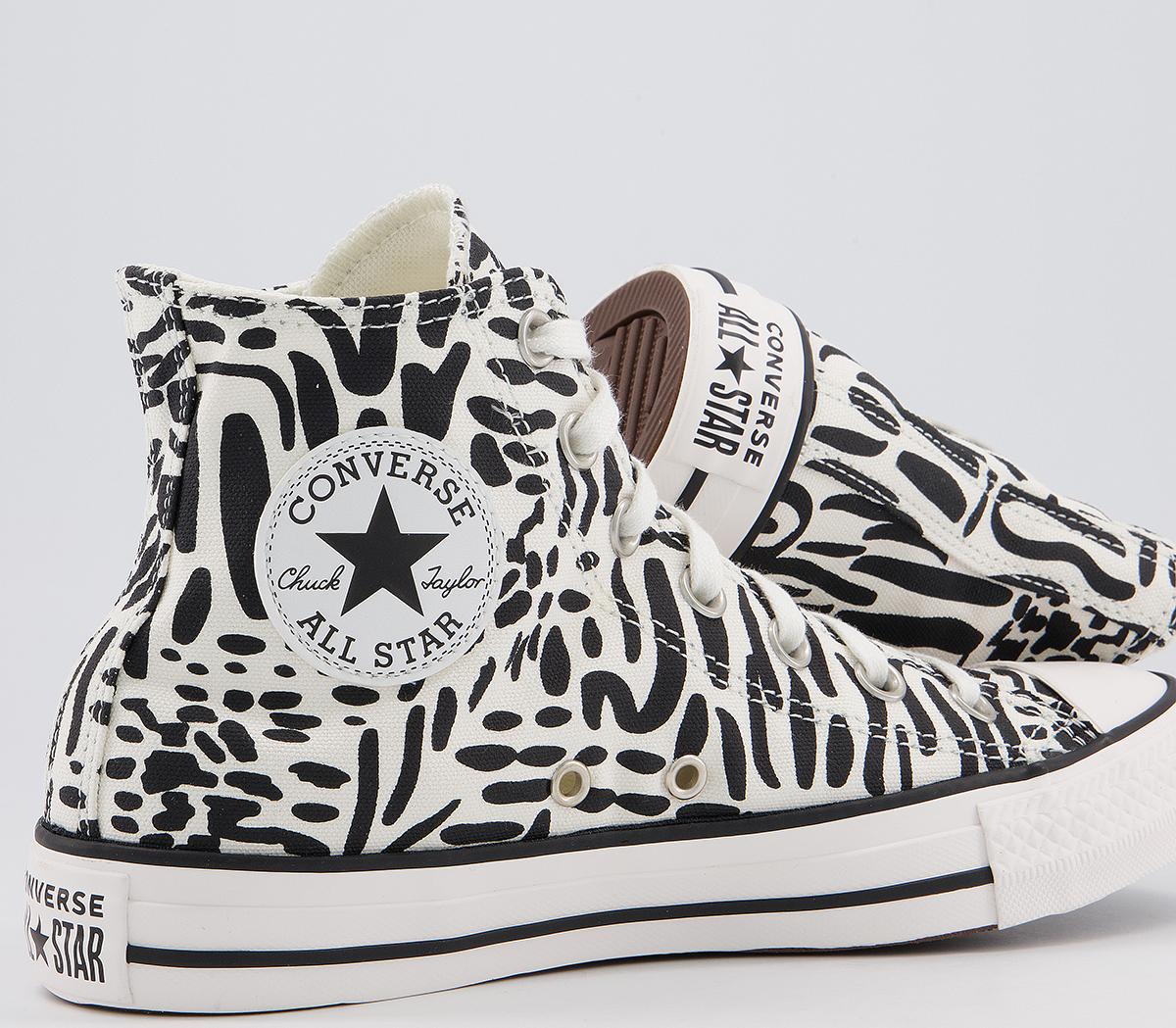 Converse All Star Hi Trainers Egret Black Egret Animal - Hers trainers