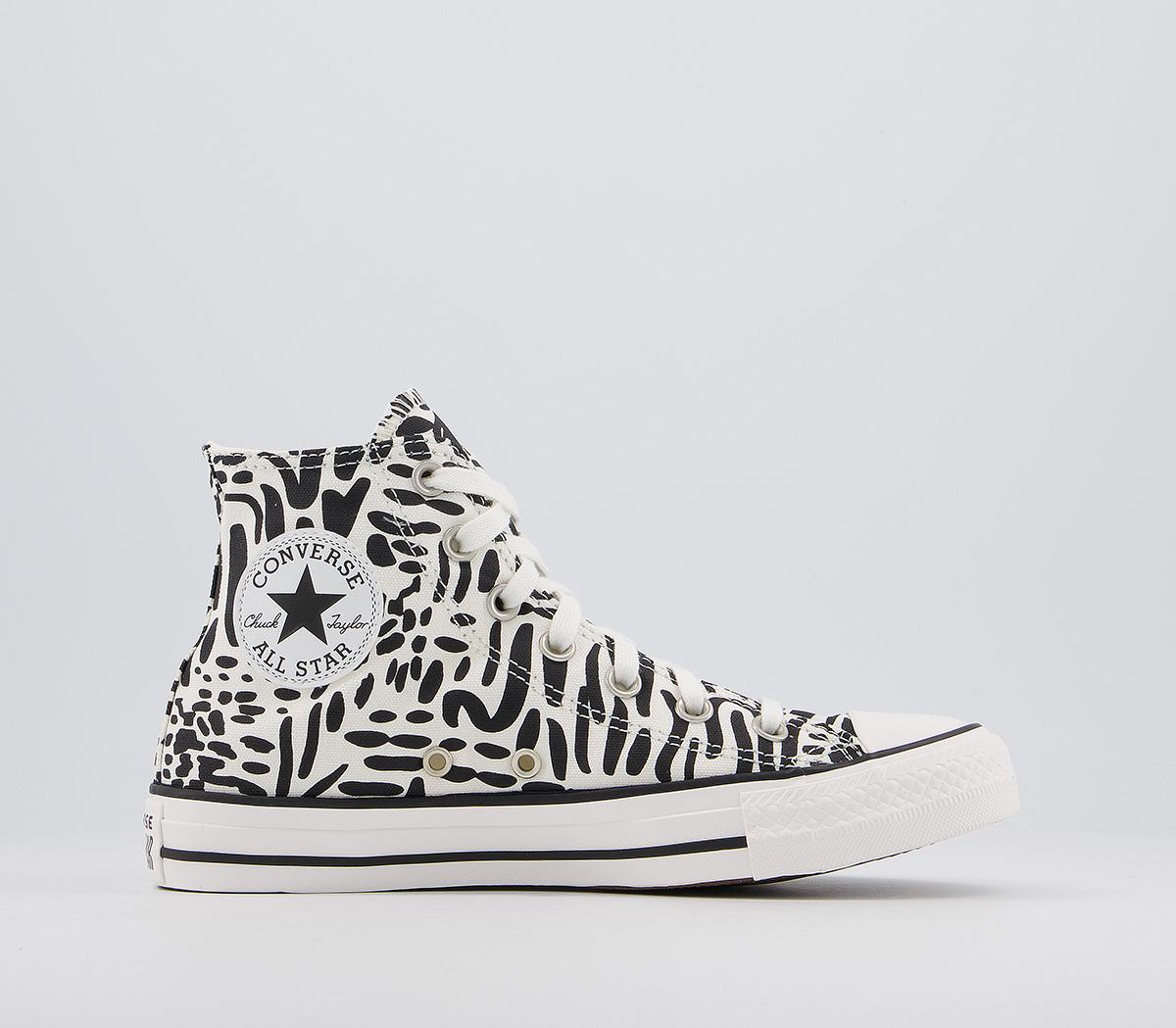 converse all star hi trainers leopard edged black egret driftwood
