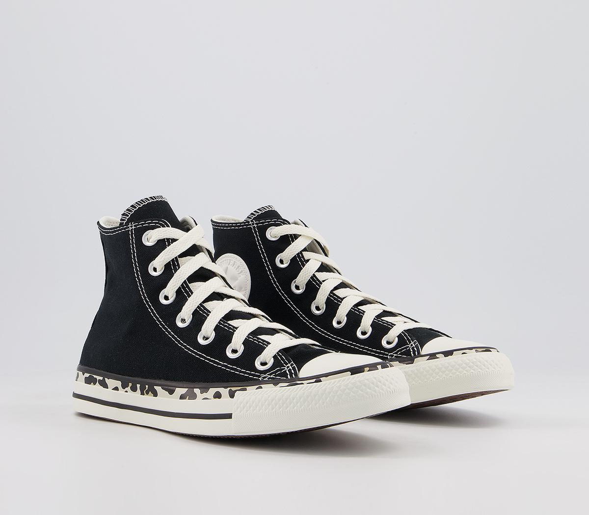 Converse Converse All Star Hi Trainers Leopard Edged Black Egret Driftwood - Hers trainers