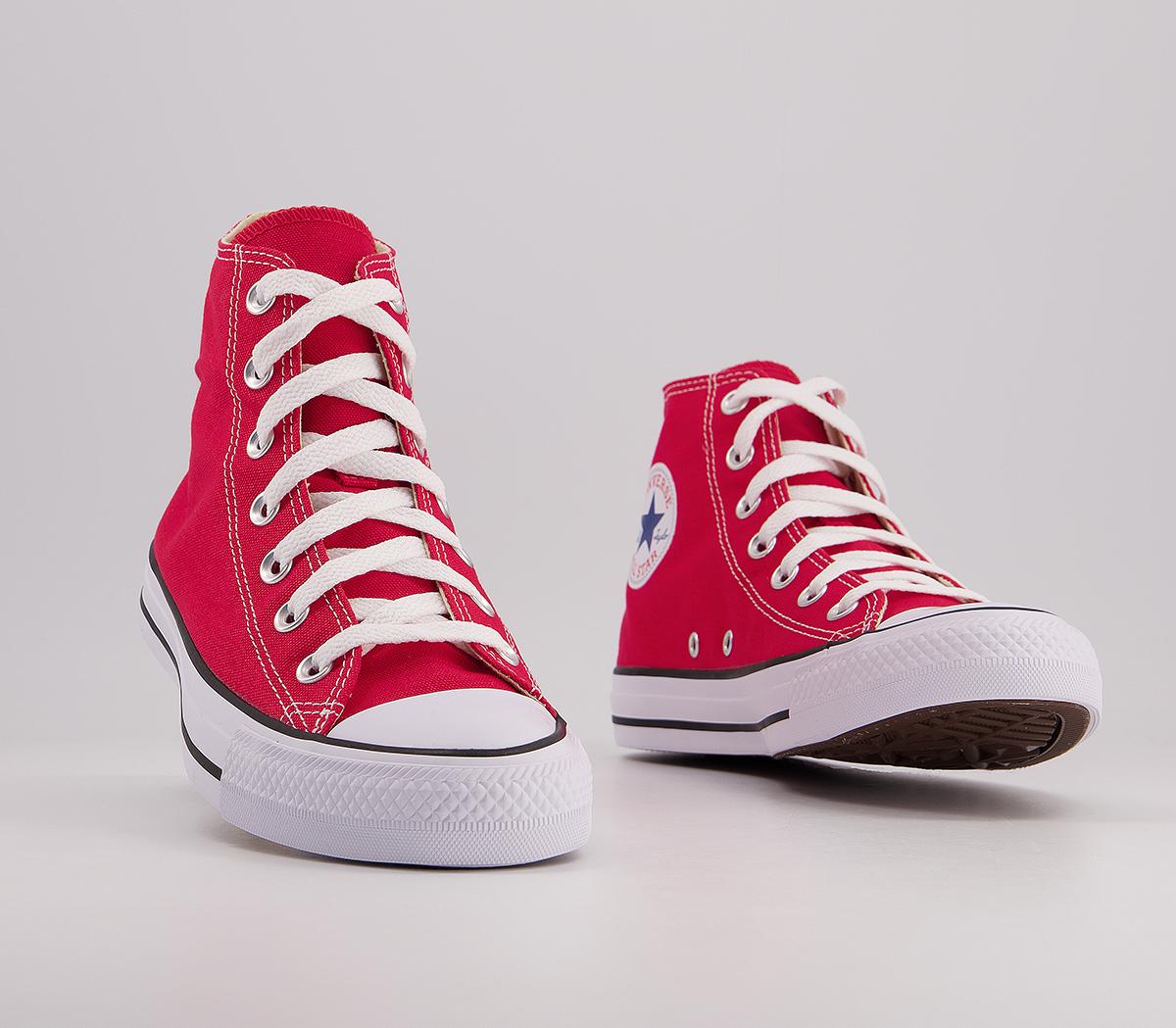 Converse All Star Hi Trainers Red Canvas - Unisex Sports