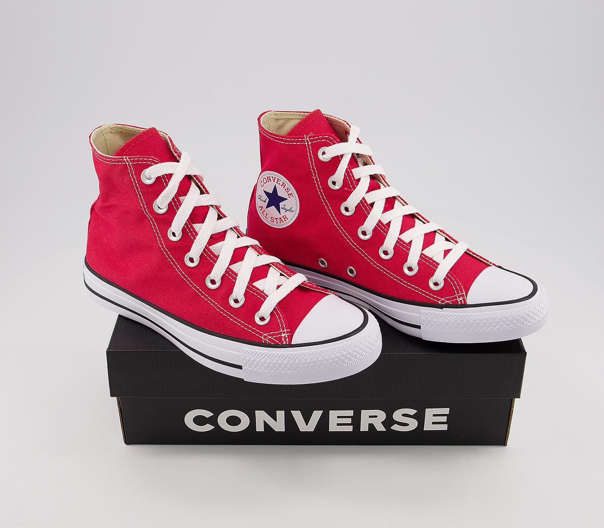 Converse All Star Hi Trainers Red Canvas - Unisex Sports