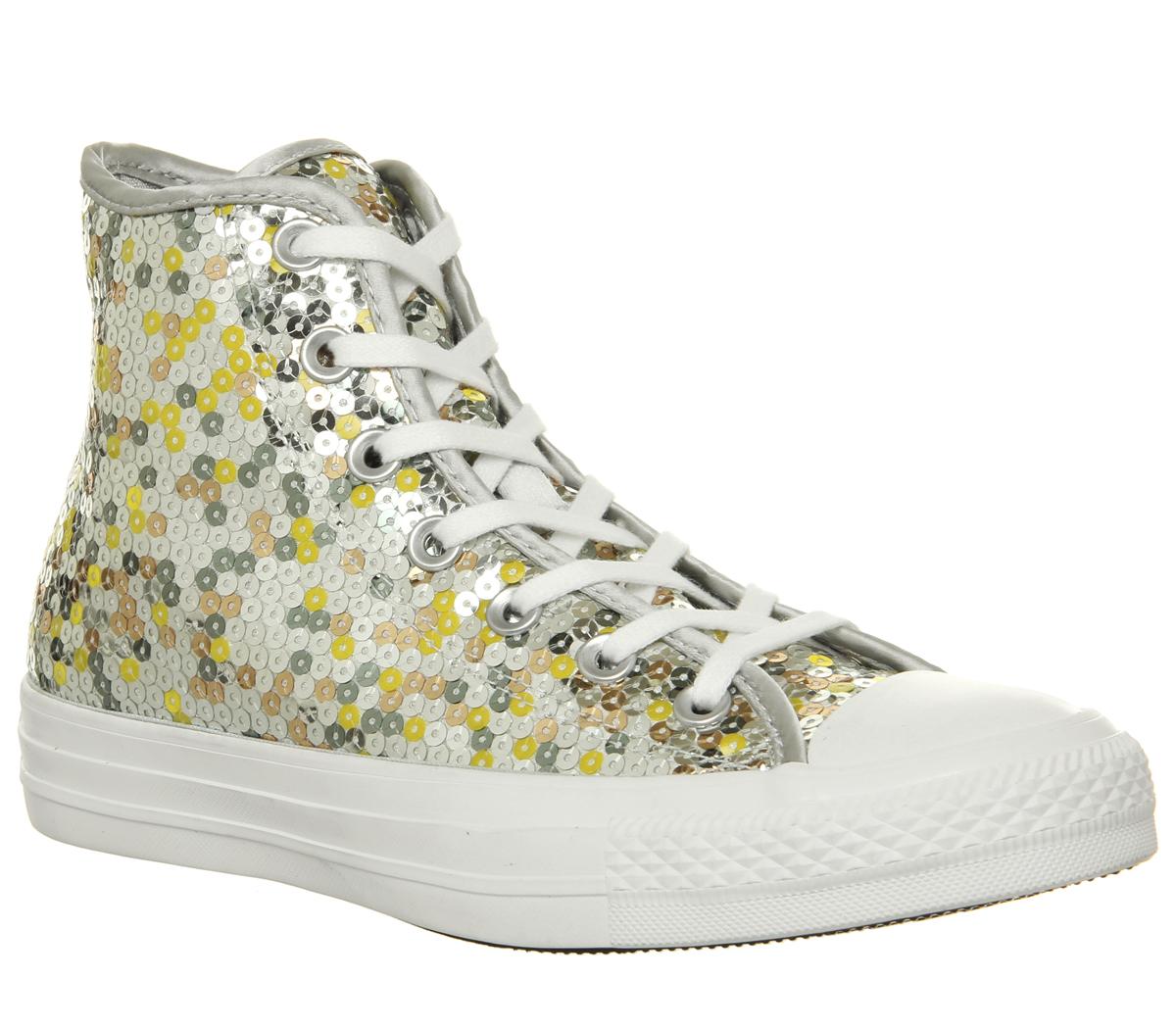 converse gold sequin and canvas sneakers
