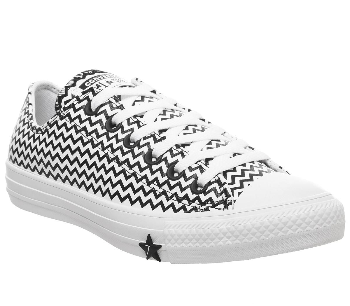 black and white converse trainers