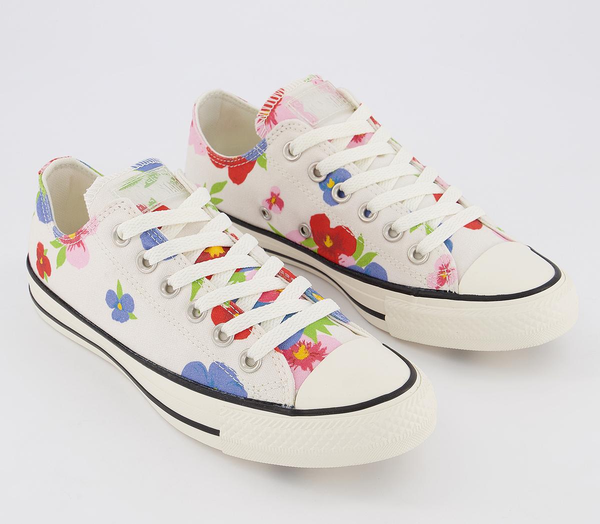 Converse Converse All Star Low Trainers White Multi Egret Floral ...