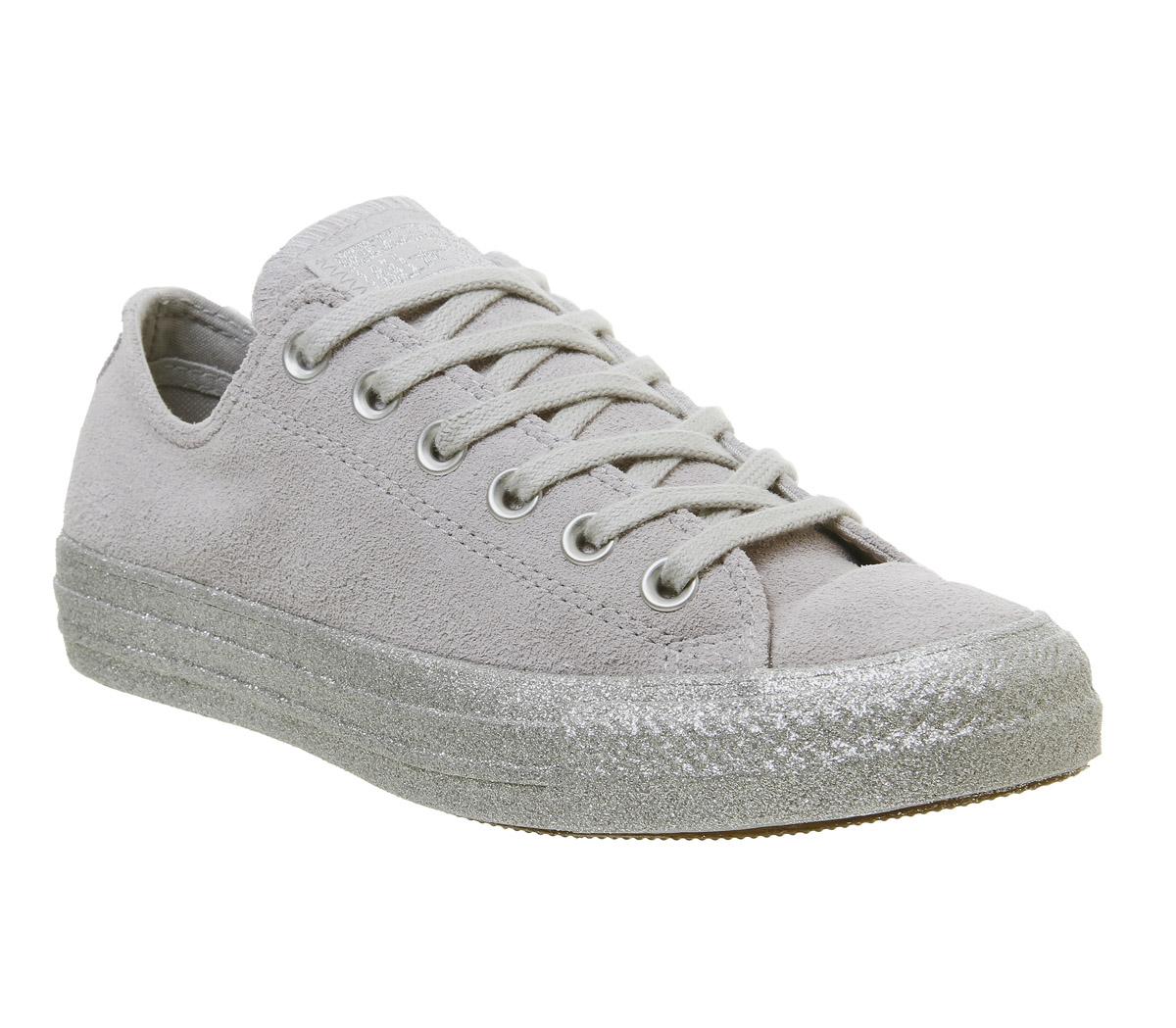 Converse Converse All Star Low Trainers Ash Grey Silver Glitter Exclusive -  Hers trainers