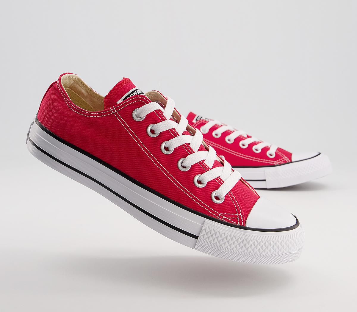 Low Rise Red Converse Converse All Star Low Trainers Red Canvas - Unisex Sports