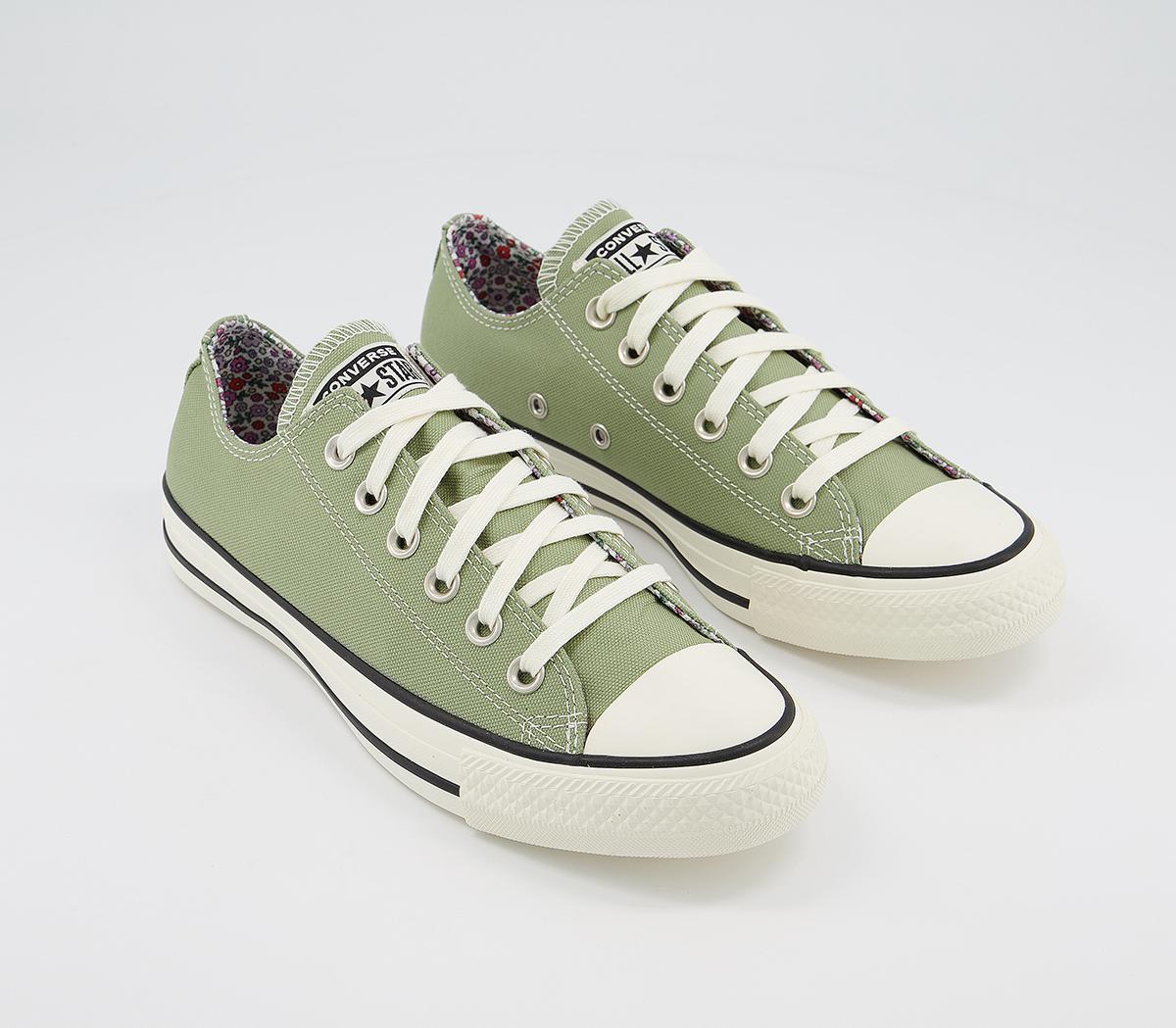 Converse Converse All Star Low Trainers Street Sage Egret Black Floral ...