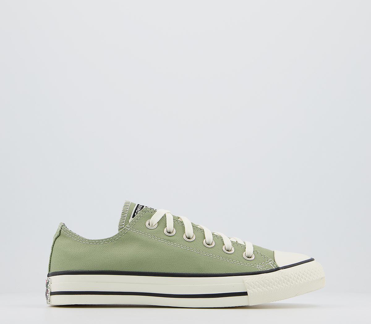 Converse Converse All Star Low Trainers Street Sage Egret Black Floral ...