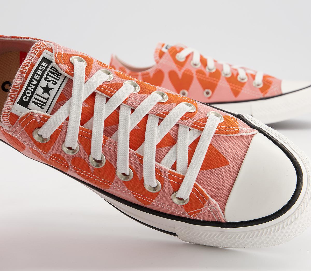 Converse Converse All Star Low Trainers Pink Gingered Heart Print ...