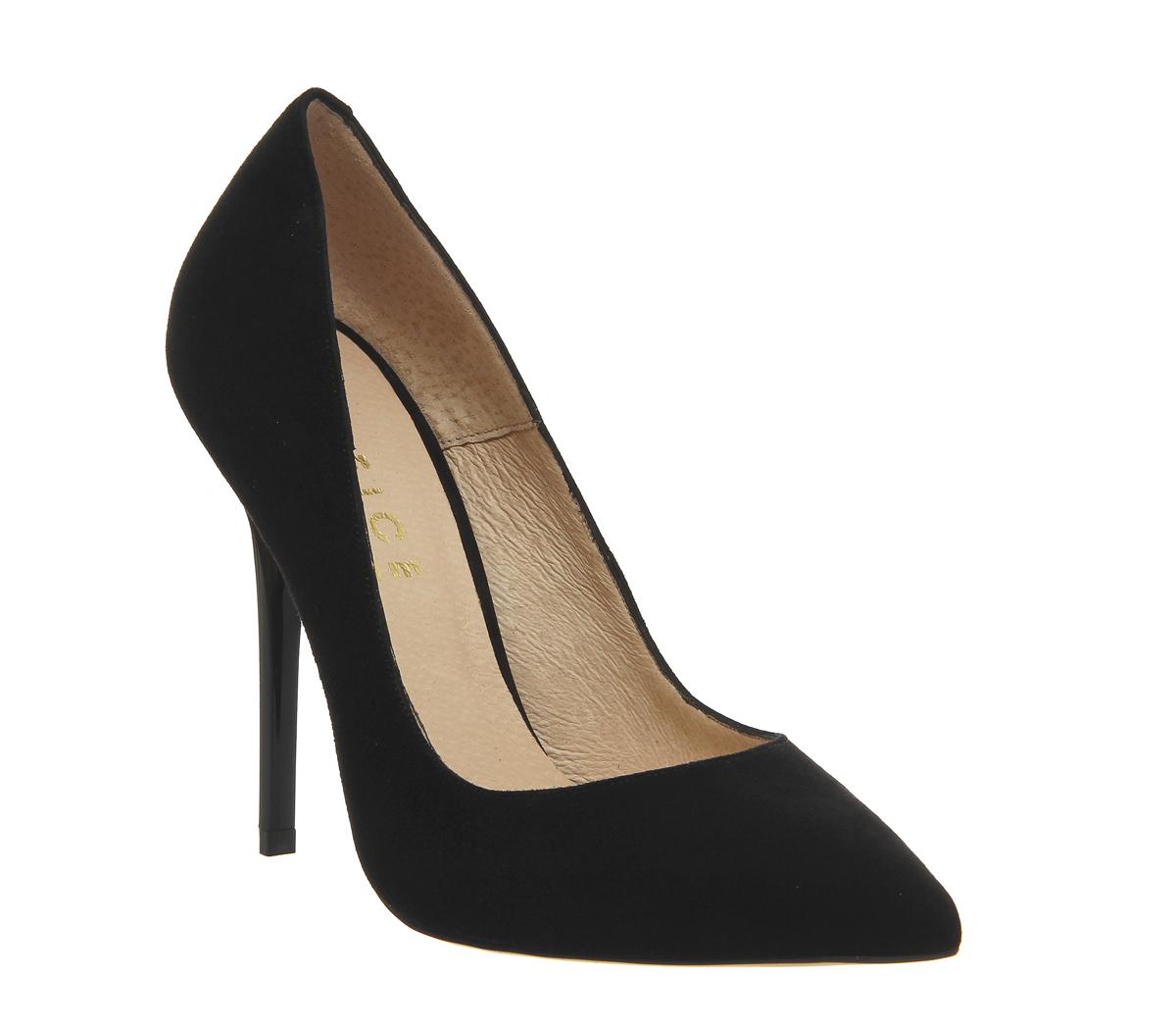 Point Court Heels Black Suede - High Heels