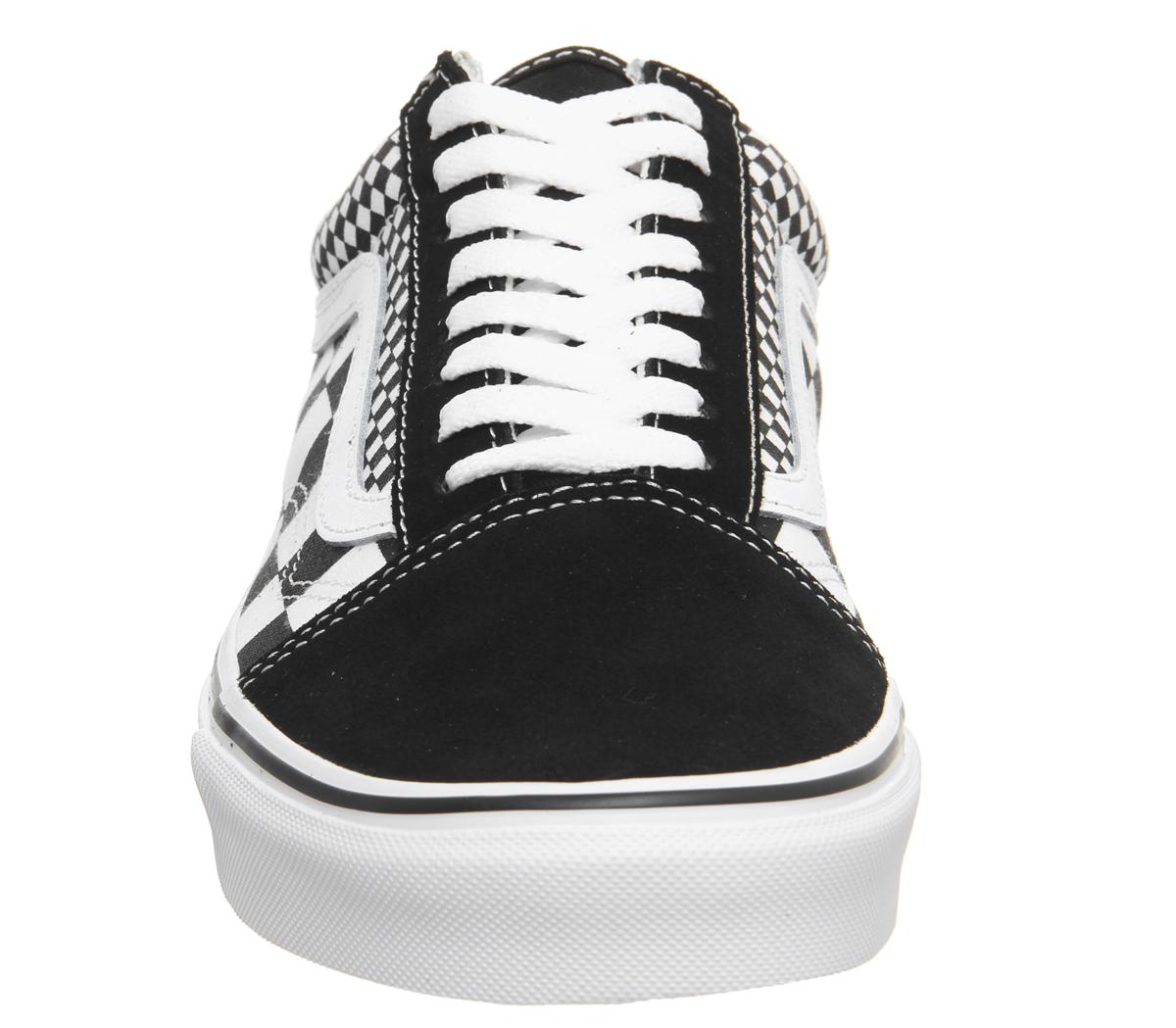 old skool trainers black checkerboard true white