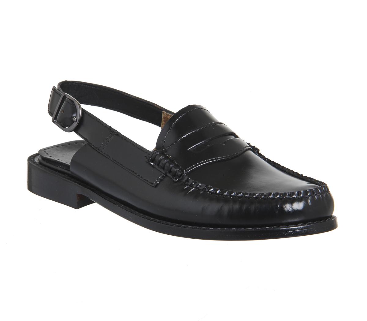 G H Bass Co Bass Weejun Penny Strap Black Leather Flats