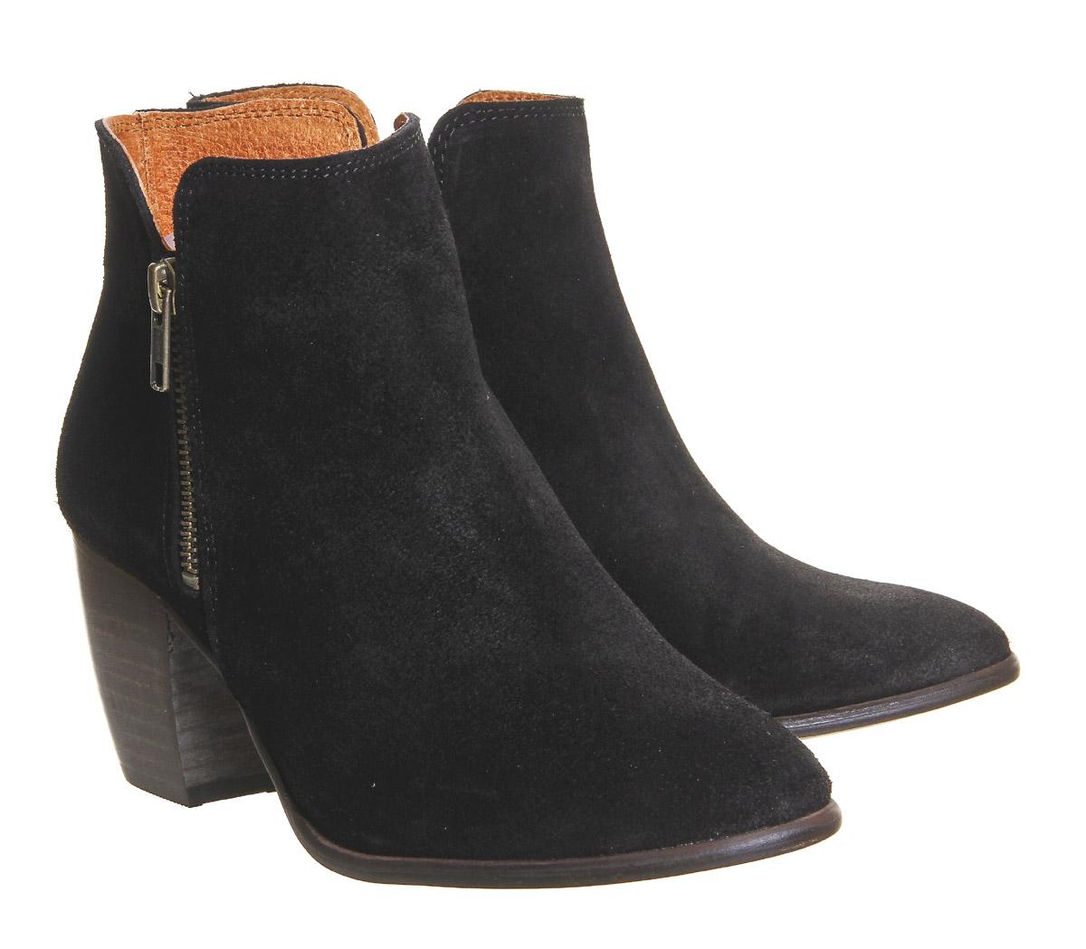 Office Justine Double Zip Boots Black Suede - Ankle Boots